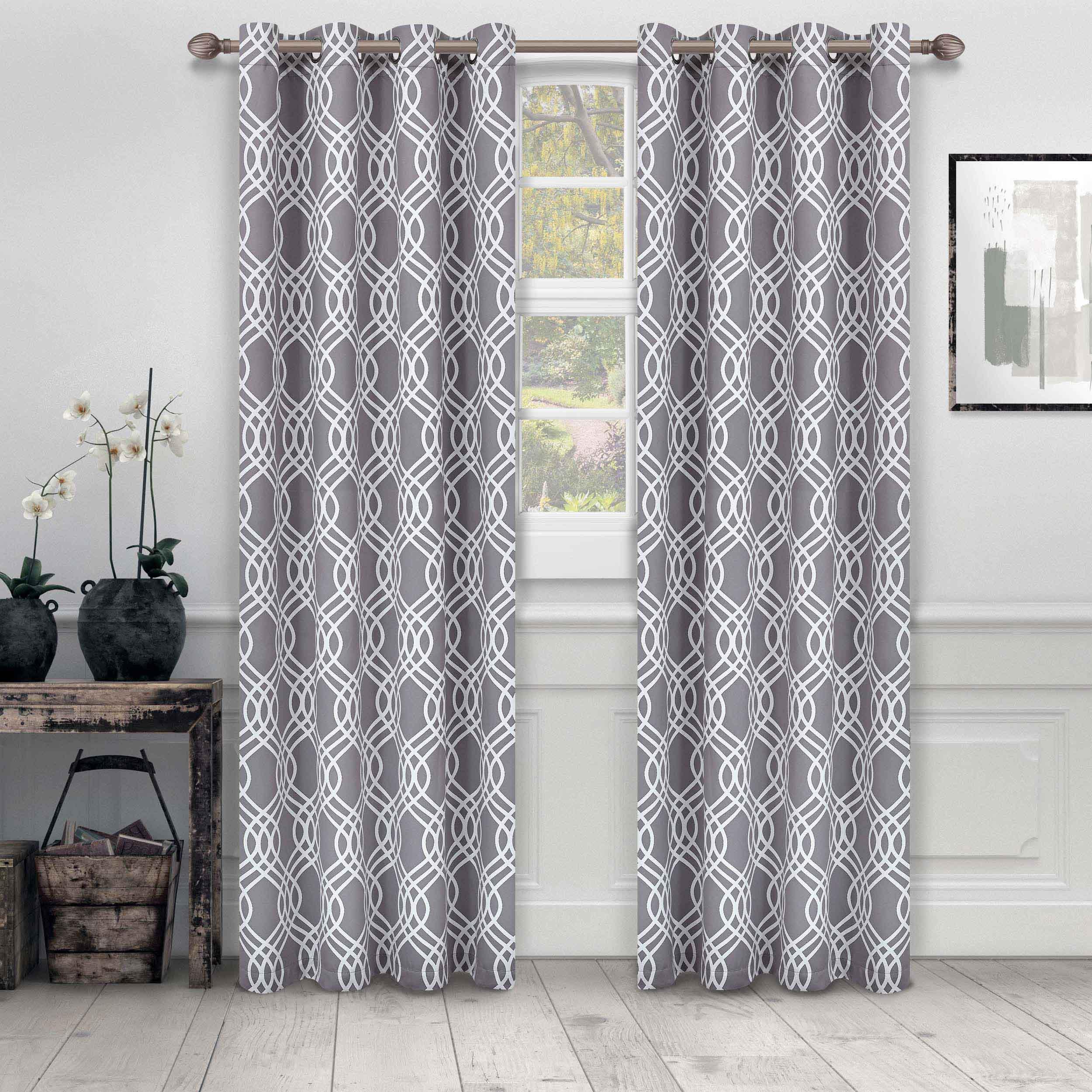 Ribbon Trellis Washable Room Darkening Blackout Curtain Panel Set - Omnigoodsstore