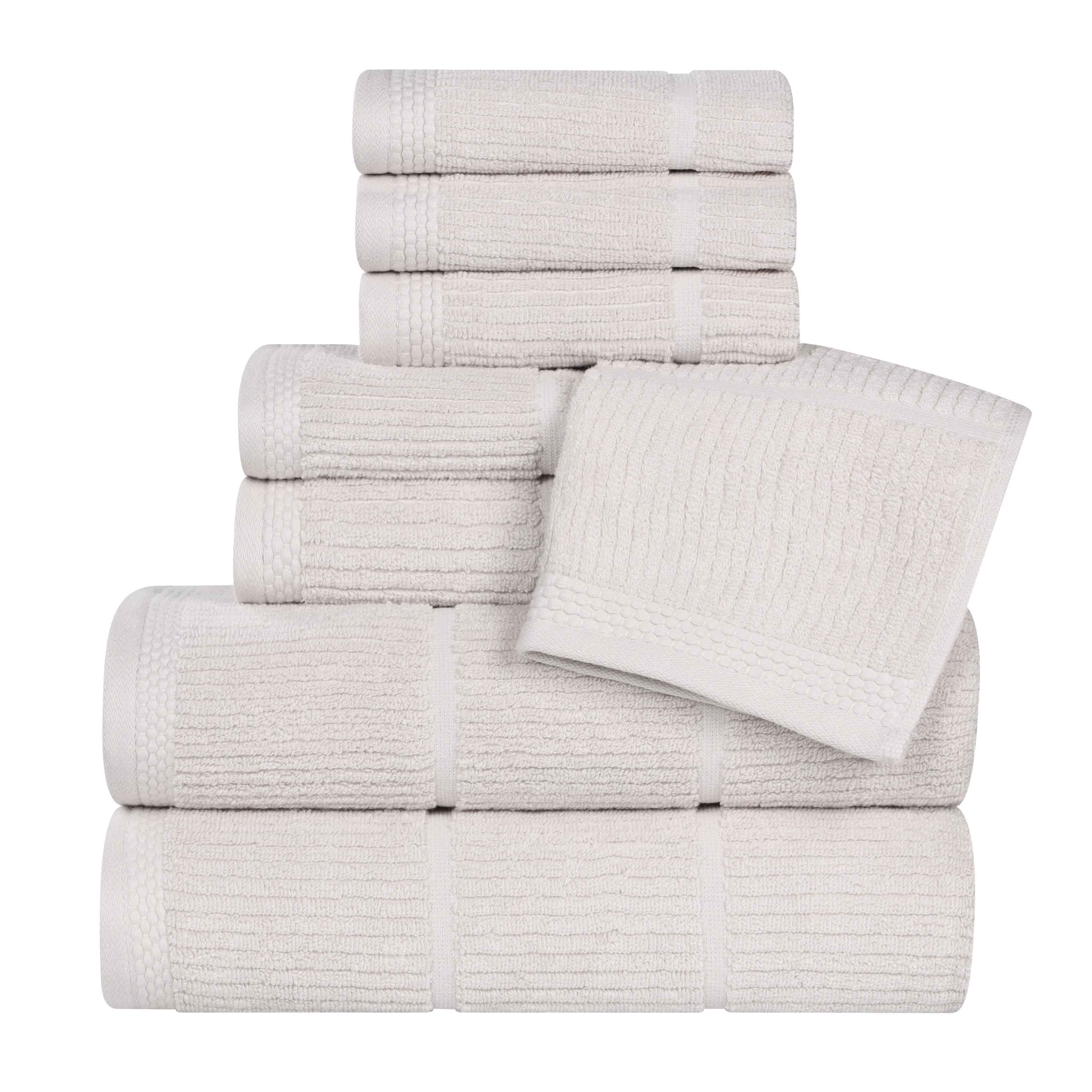 Milo Smart Twist Cotton Solid Ribbed Design 8 Piece Towel Set - Omnigoodsstore