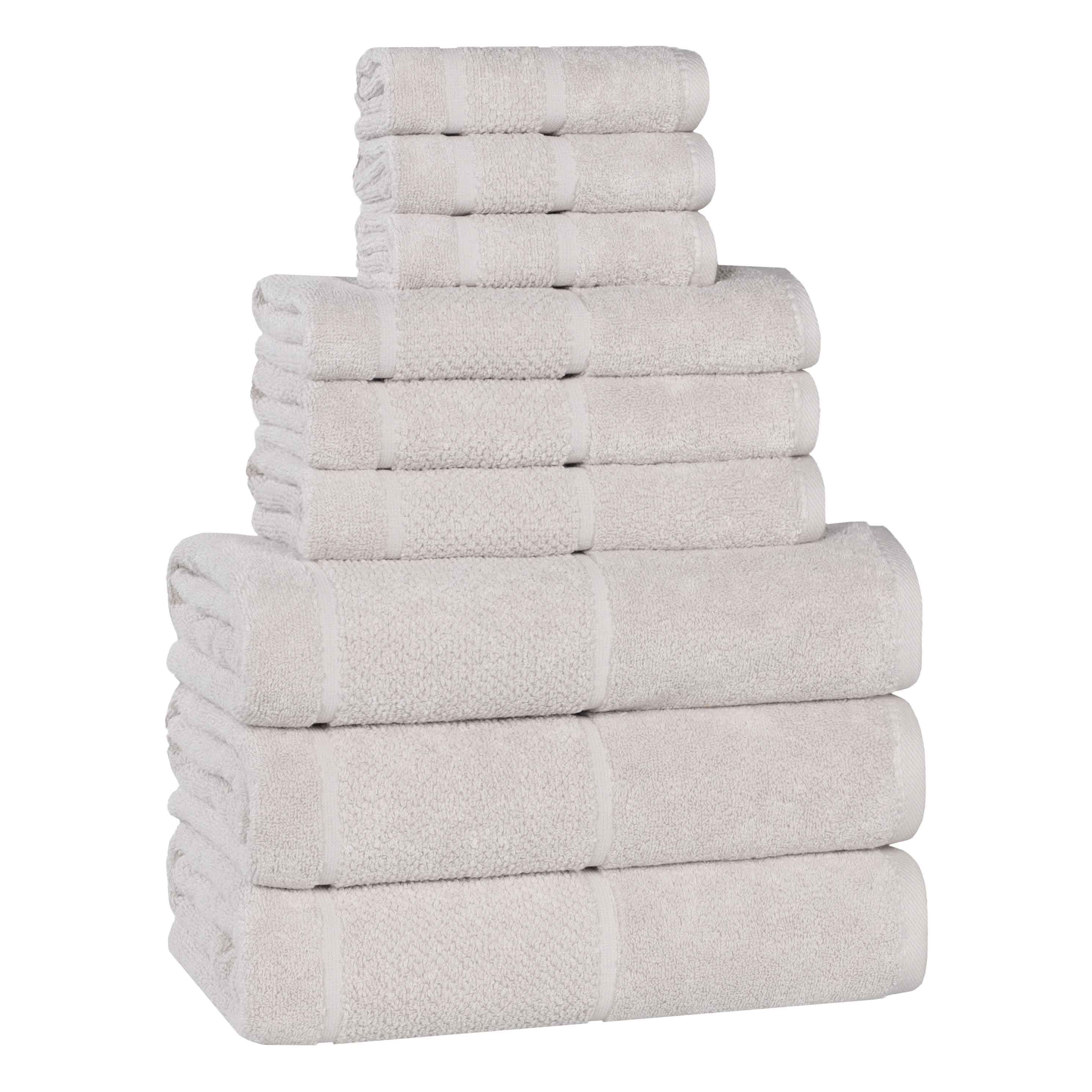 Mile Smart Twist Cotton Solid Broad Border 9 Piece Towel Set - Omnigoodsstore