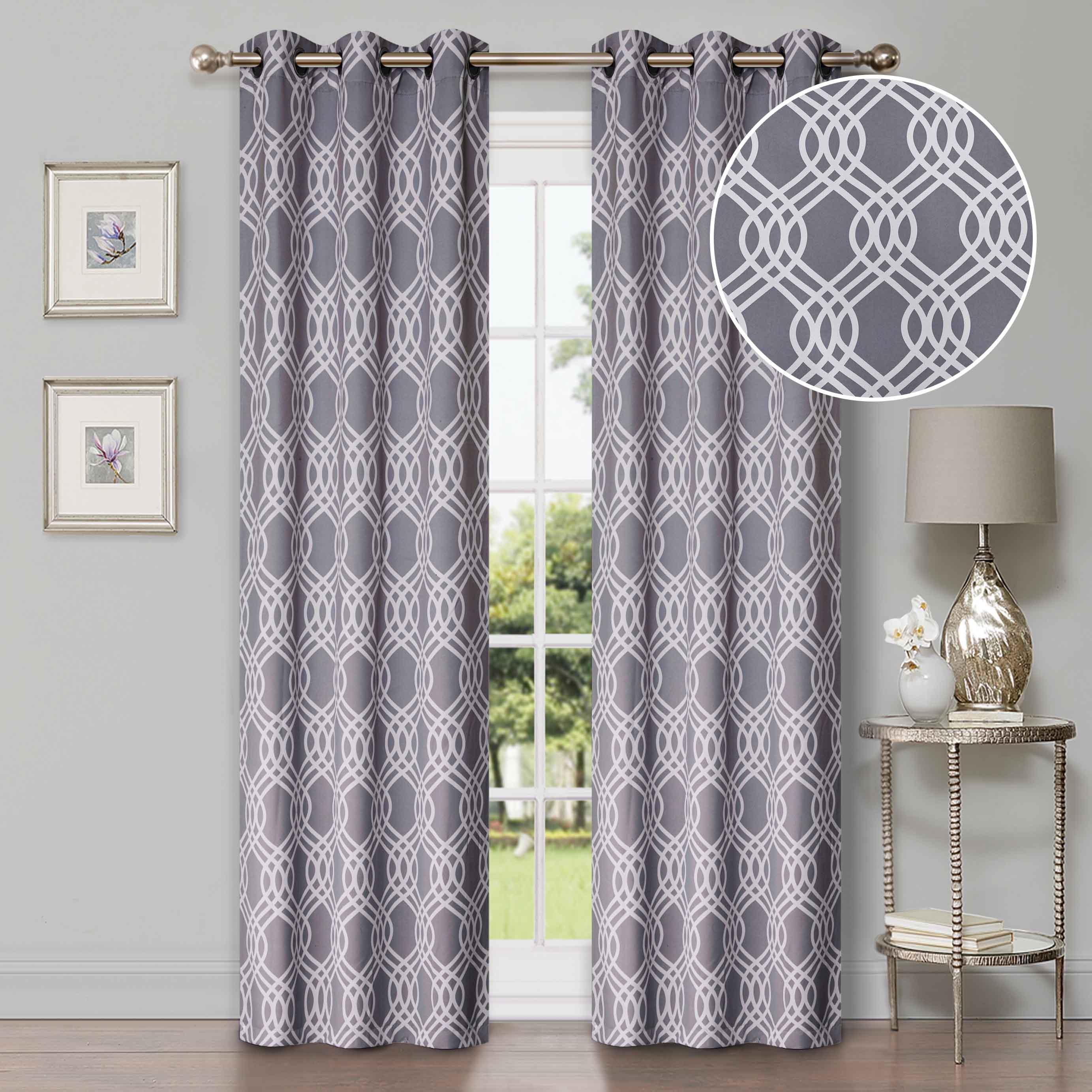 Ribbon Trellis Washable Room Darkening Blackout Curtain Panel Set - Omnigoodsstore