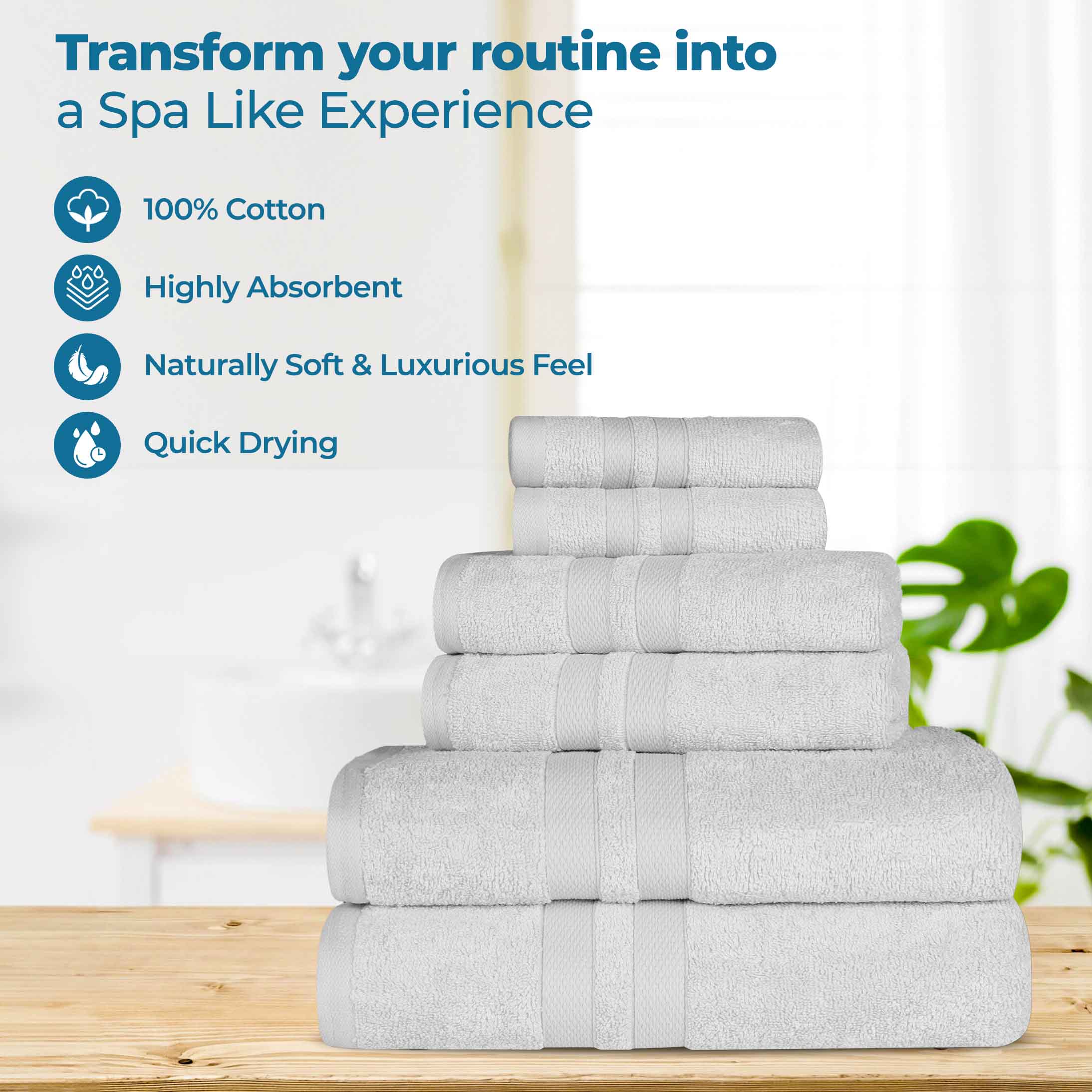 Cotton Ultra Soft 6 Piece Solid Towel Set - Omnigoodsstore