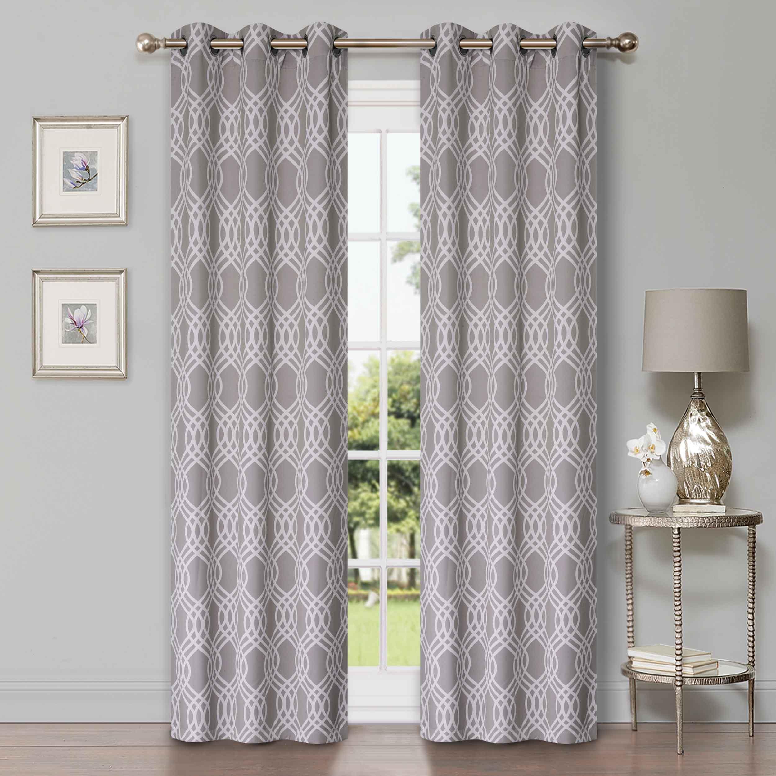 Ribbon Trellis Washable Room Darkening Blackout Curtain Panel Set - Omnigoodsstore