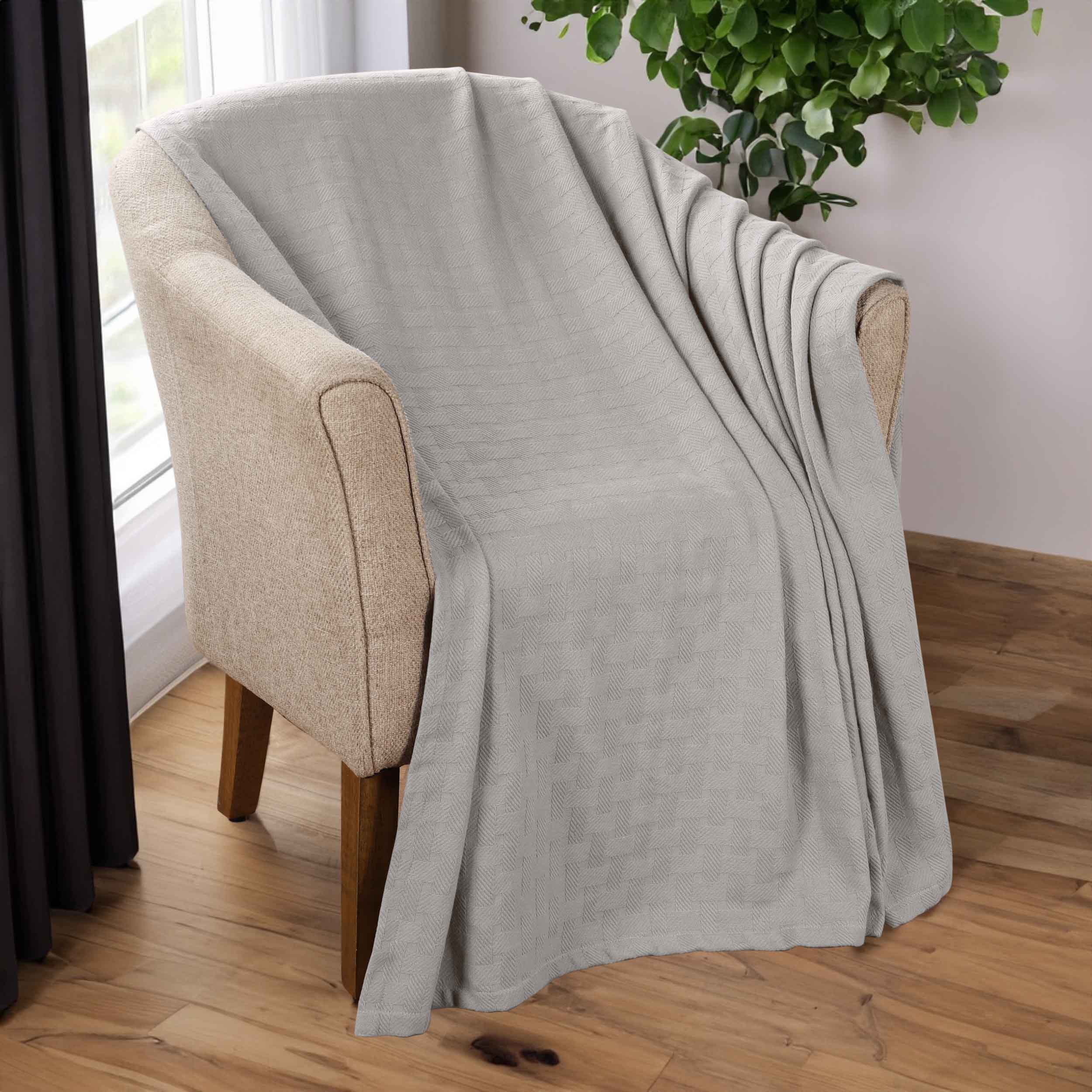 Basketweave All Season Cotton Bed Blanket & Sofa Throw - Omnigoodsstore