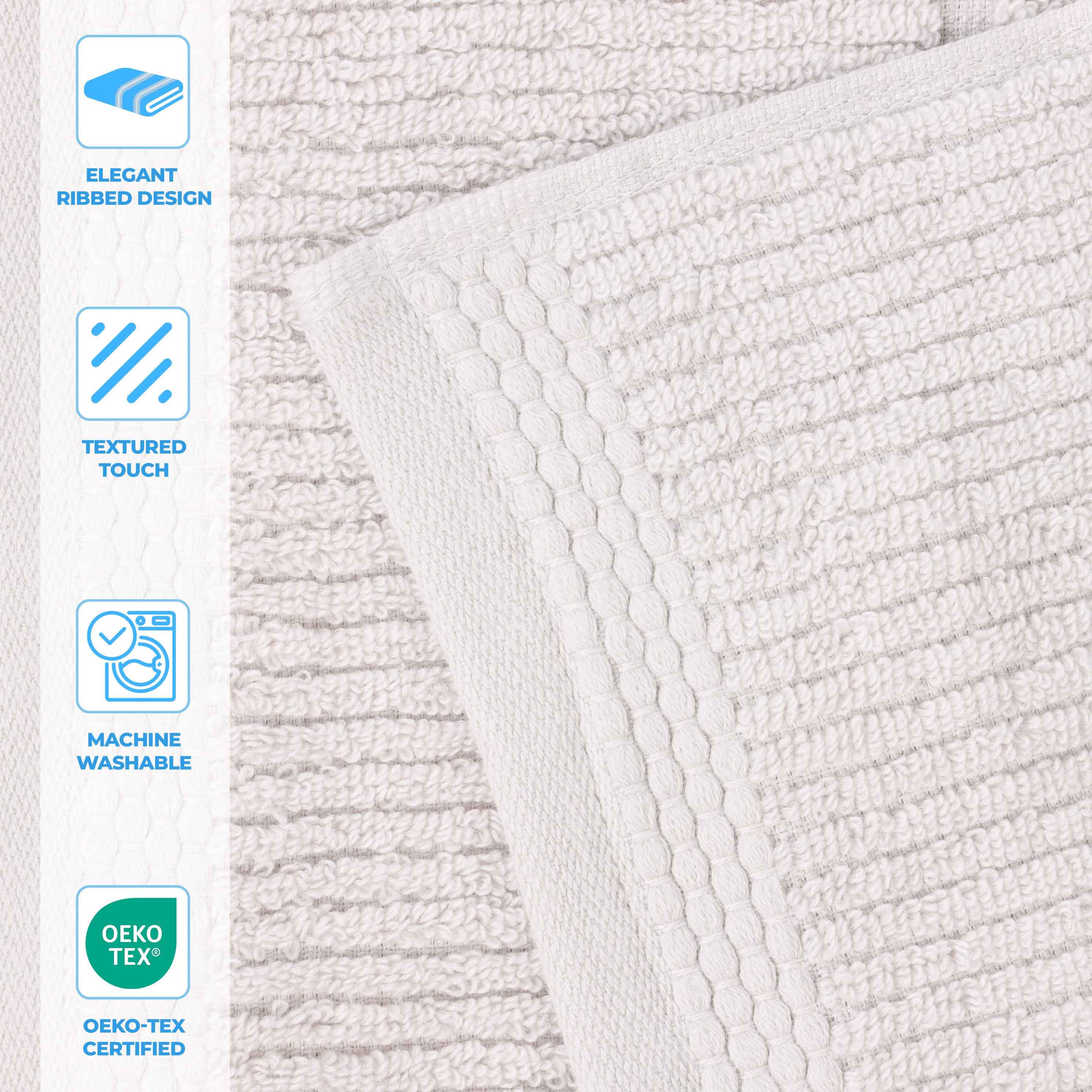Milo Smart Twist Cotton Solid Ribbed Design 8 Piece Towel Set - Omnigoodsstore