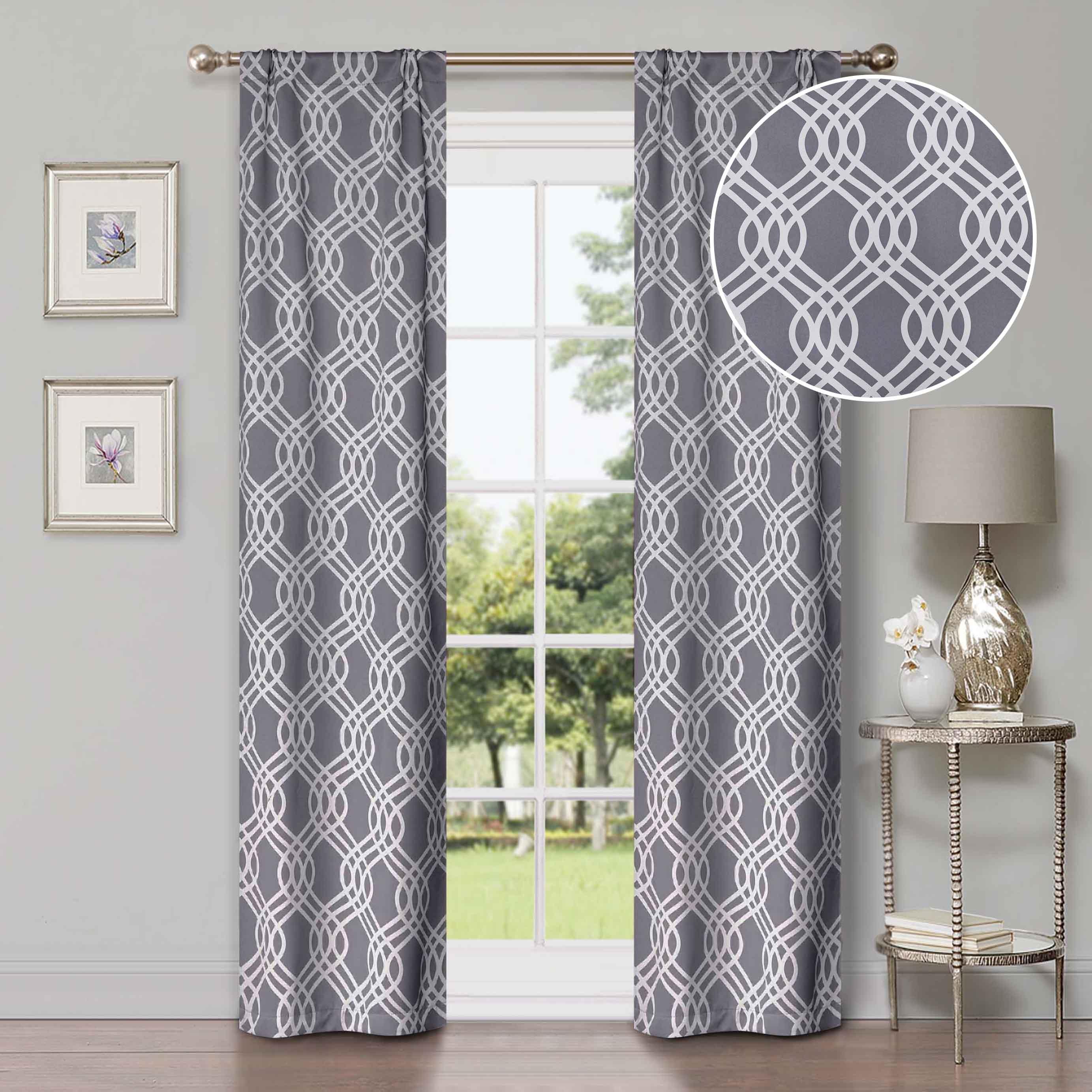 Ribbon Trellis Washable Room Darkening Blackout Curtain Panel Set - Omnigoodsstore