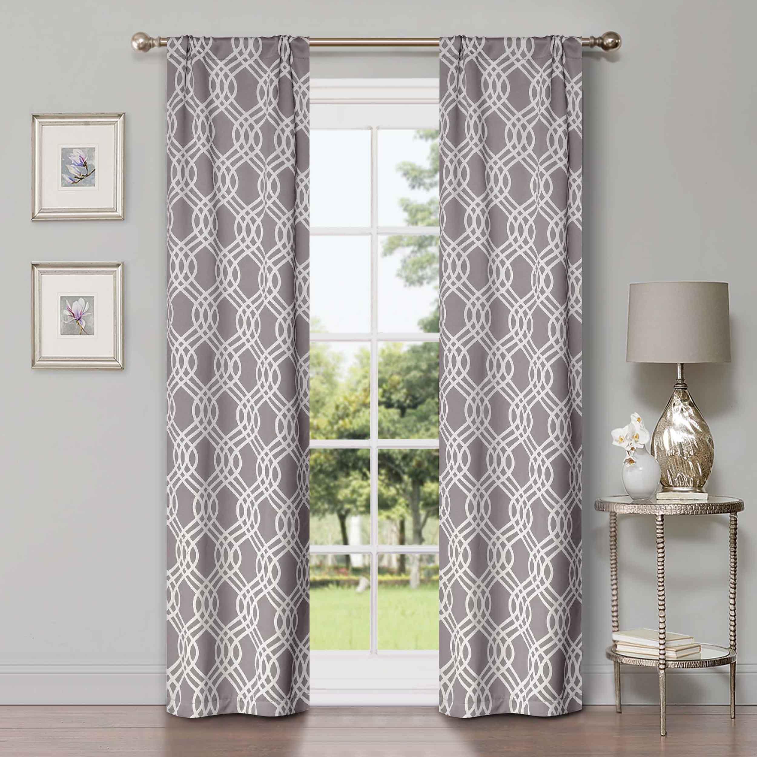 Ribbon Trellis Washable Room Darkening Blackout Curtain Panel Set - Omnigoodsstore