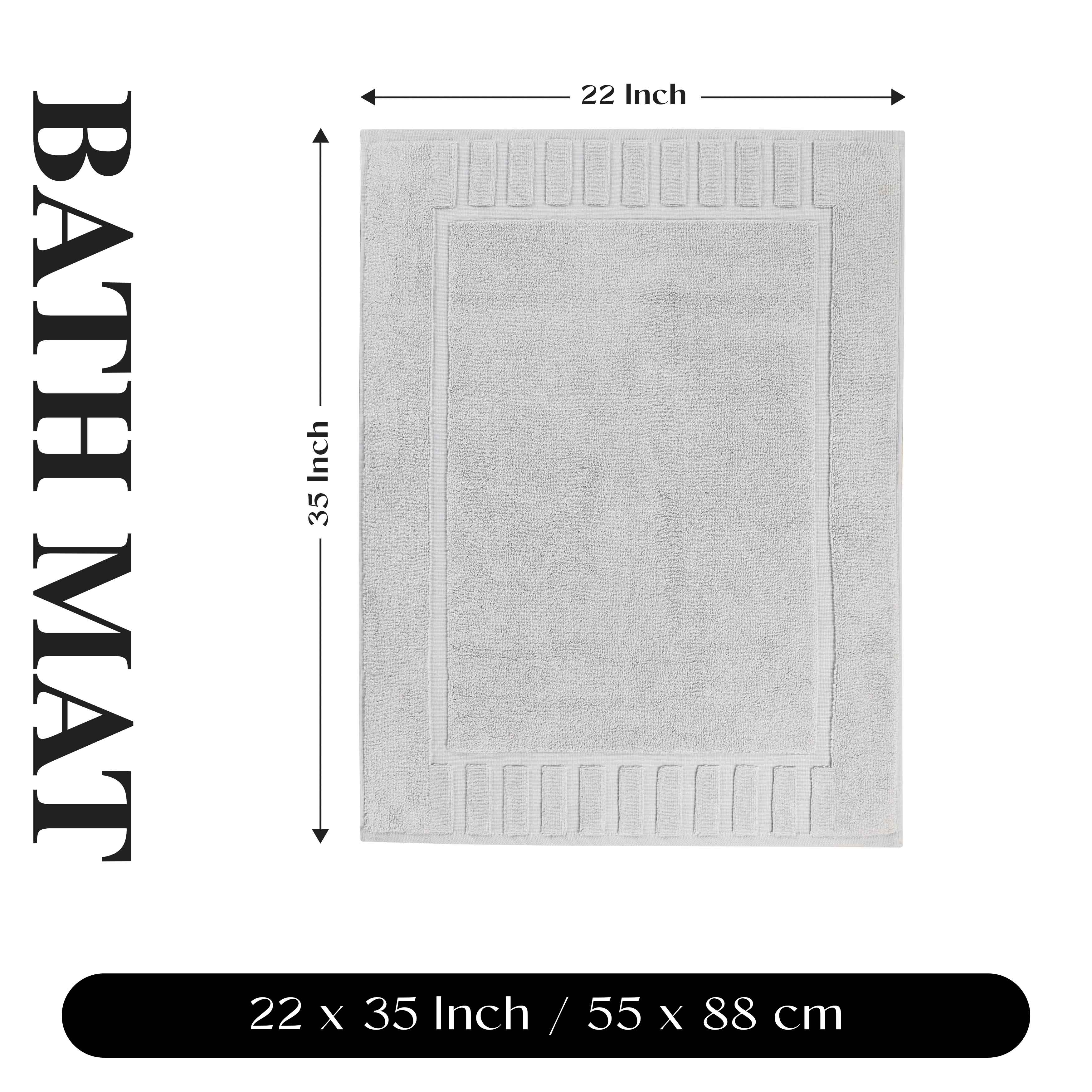 Leo Cotton Solid Modern Geometric Border Absorbent Bath Mat, Set of 2 - Omnigoodsstore