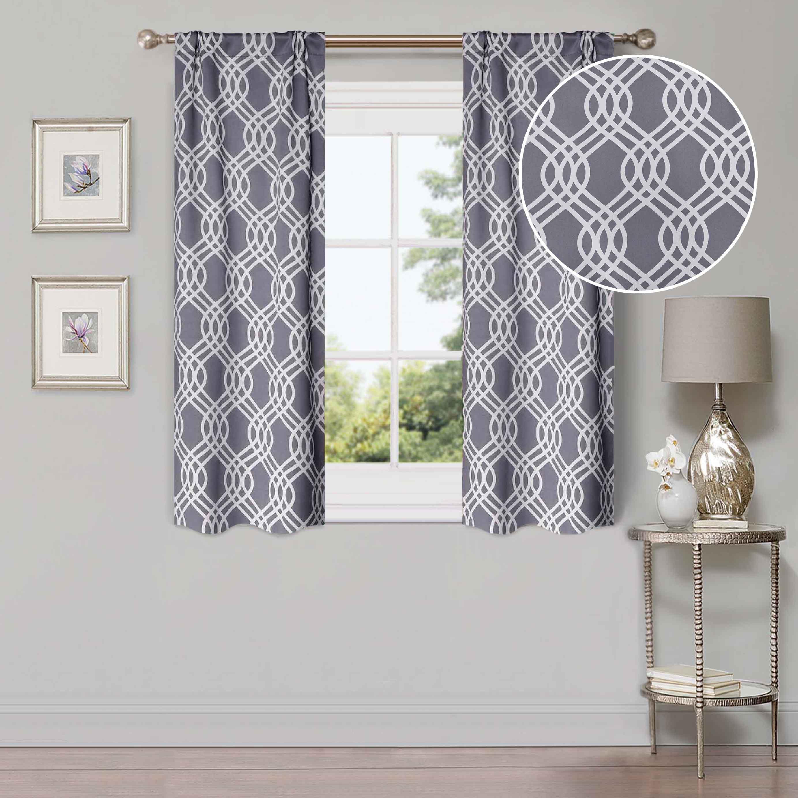 Ribbon Trellis Washable Room Darkening Blackout Curtain Panel Set - Omnigoodsstore