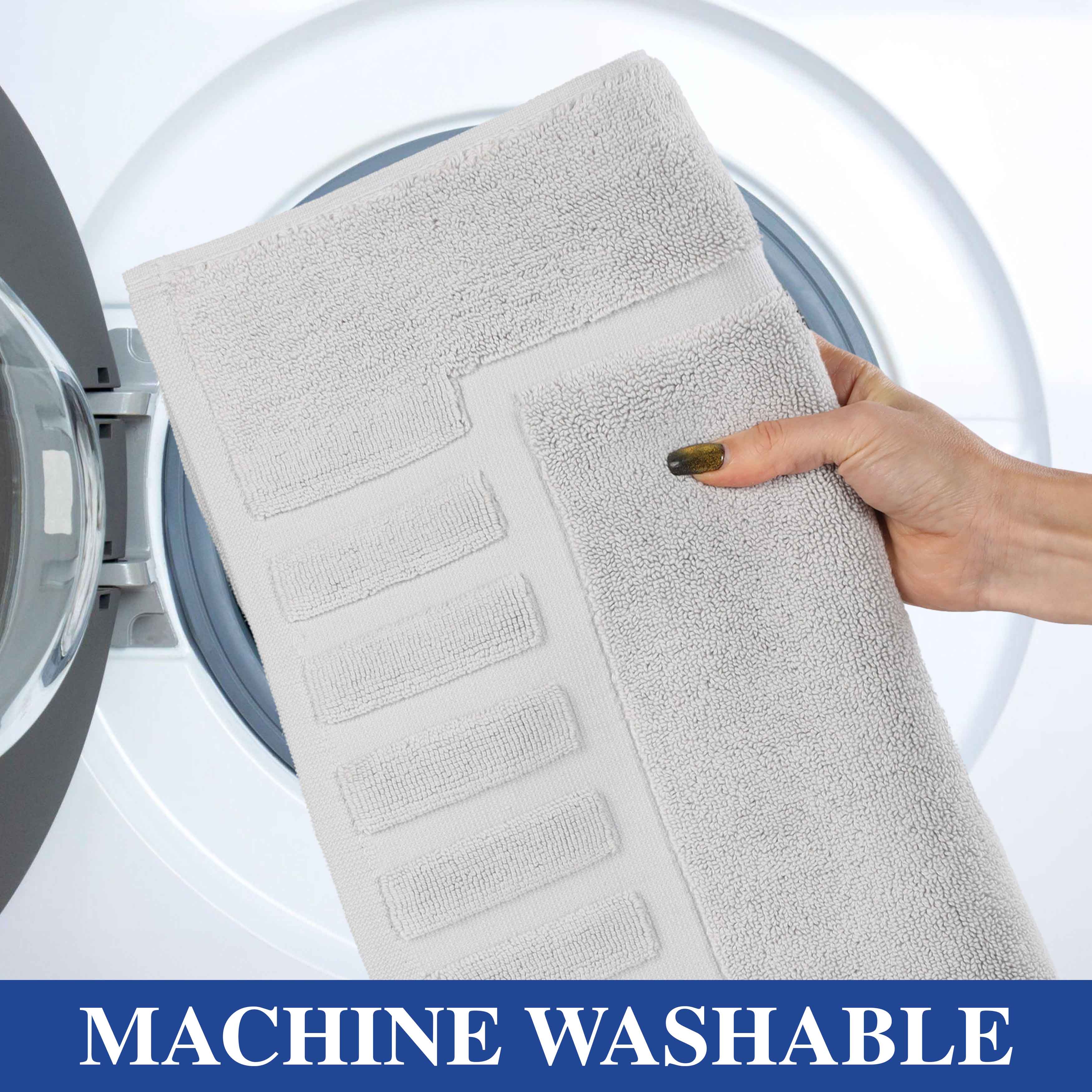 Leo Cotton Solid Modern Geometric Border Absorbent Bath Mat, Set of 2 - Omnigoodsstore