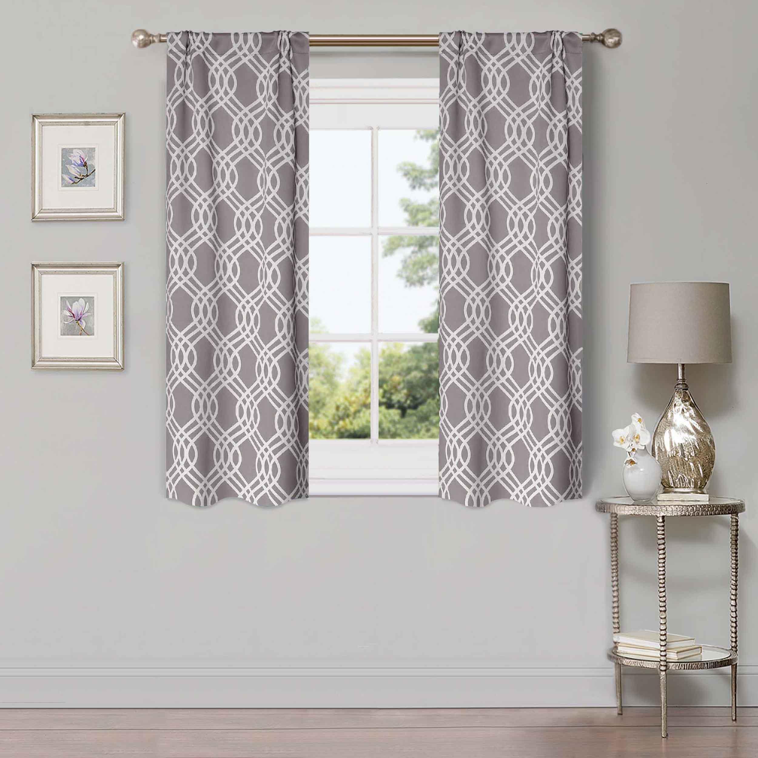 Ribbon Trellis Washable Room Darkening Blackout Curtain Panel Set - Omnigoodsstore