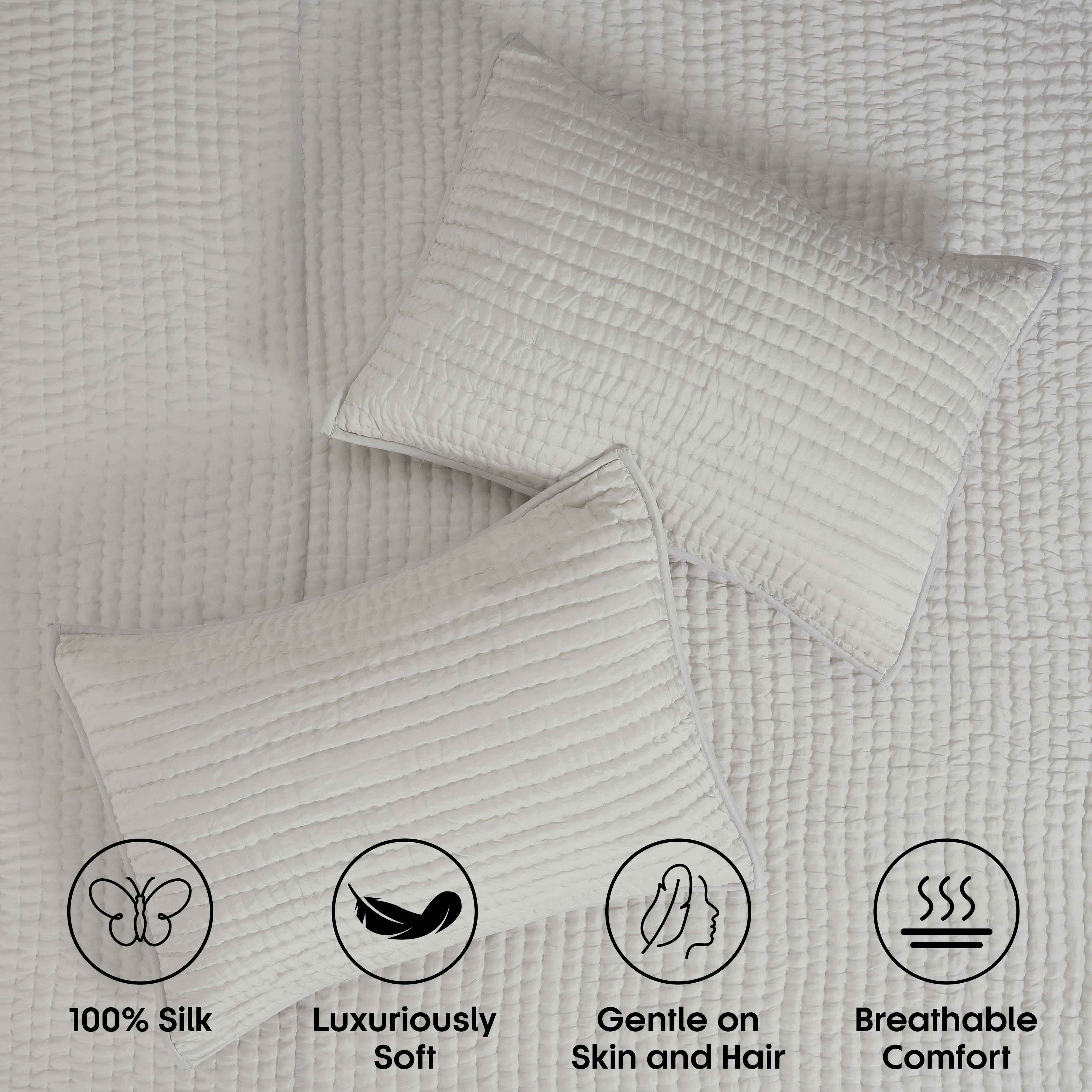 Bella 100% Silk Pick Stitch Medium Weight Quilt and Sham Set - Omnigoodsstore