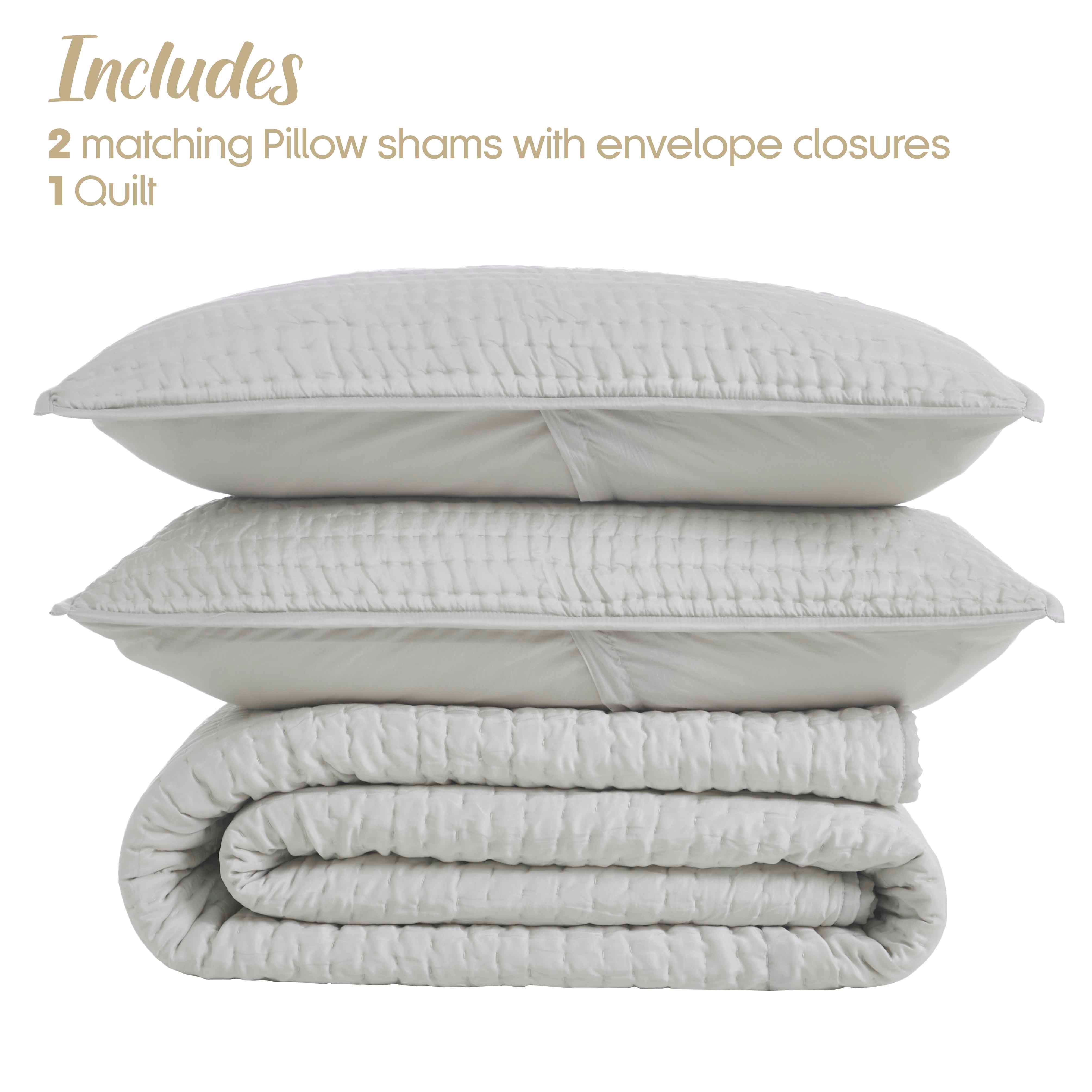 Bella 100% Silk Pick Stitch Medium Weight Quilt and Sham Set - Omnigoodsstore