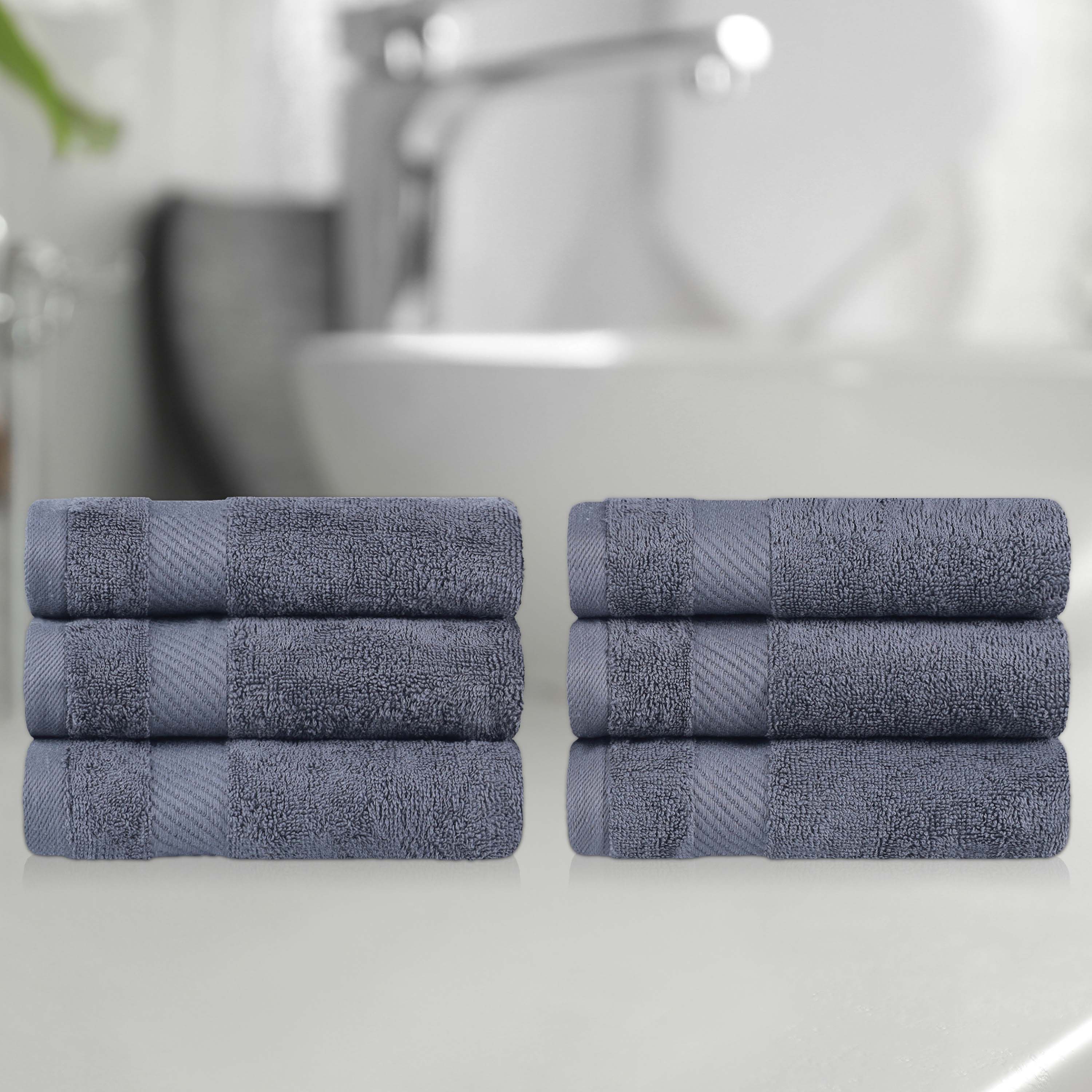 Kendell Egyptian Cotton 6 Piece Hand Towel Set with Dobby Border - Omnigoodsstore
