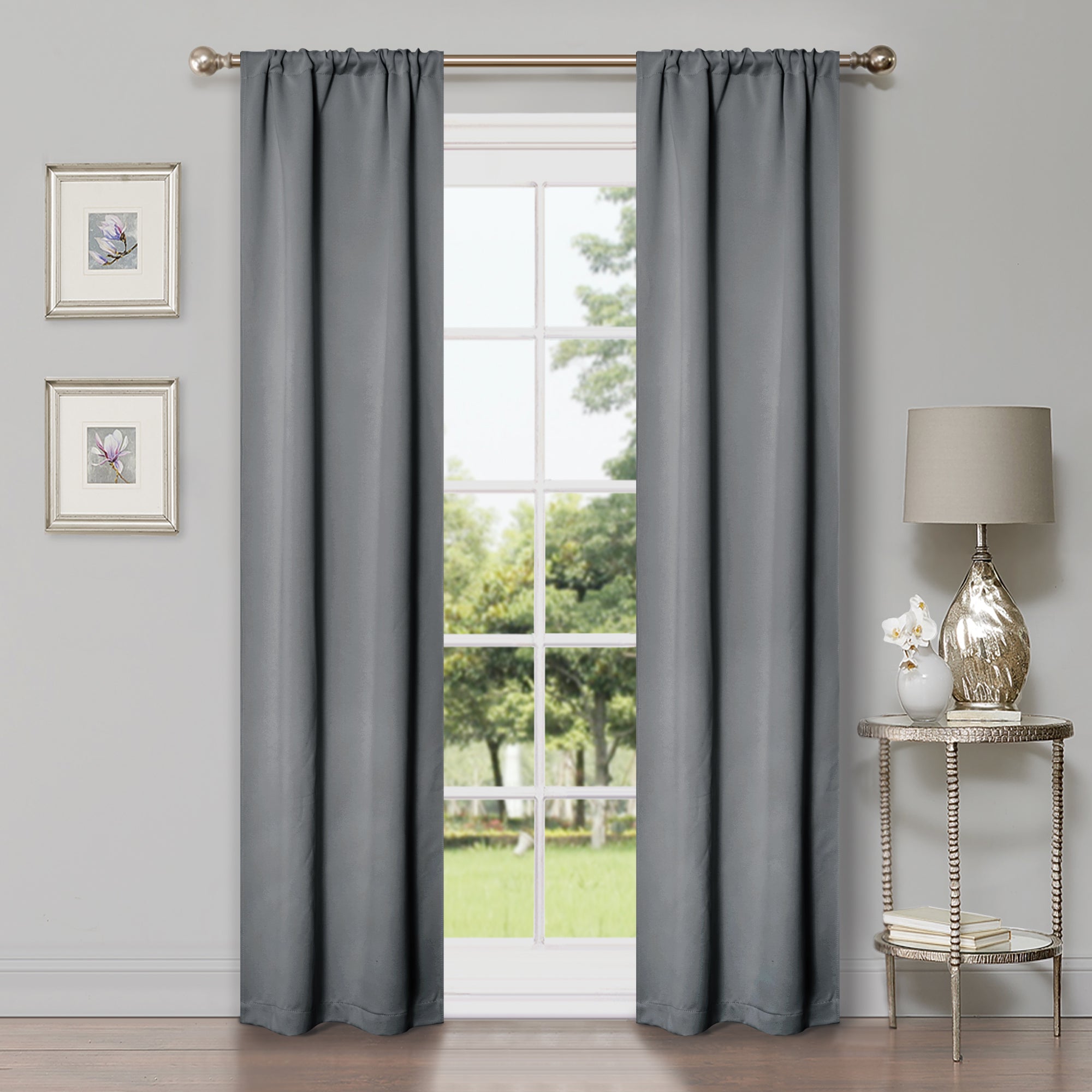 Solid Classic Modern Rod Pocket Blackout Curtain Set - Omnigoodsstore