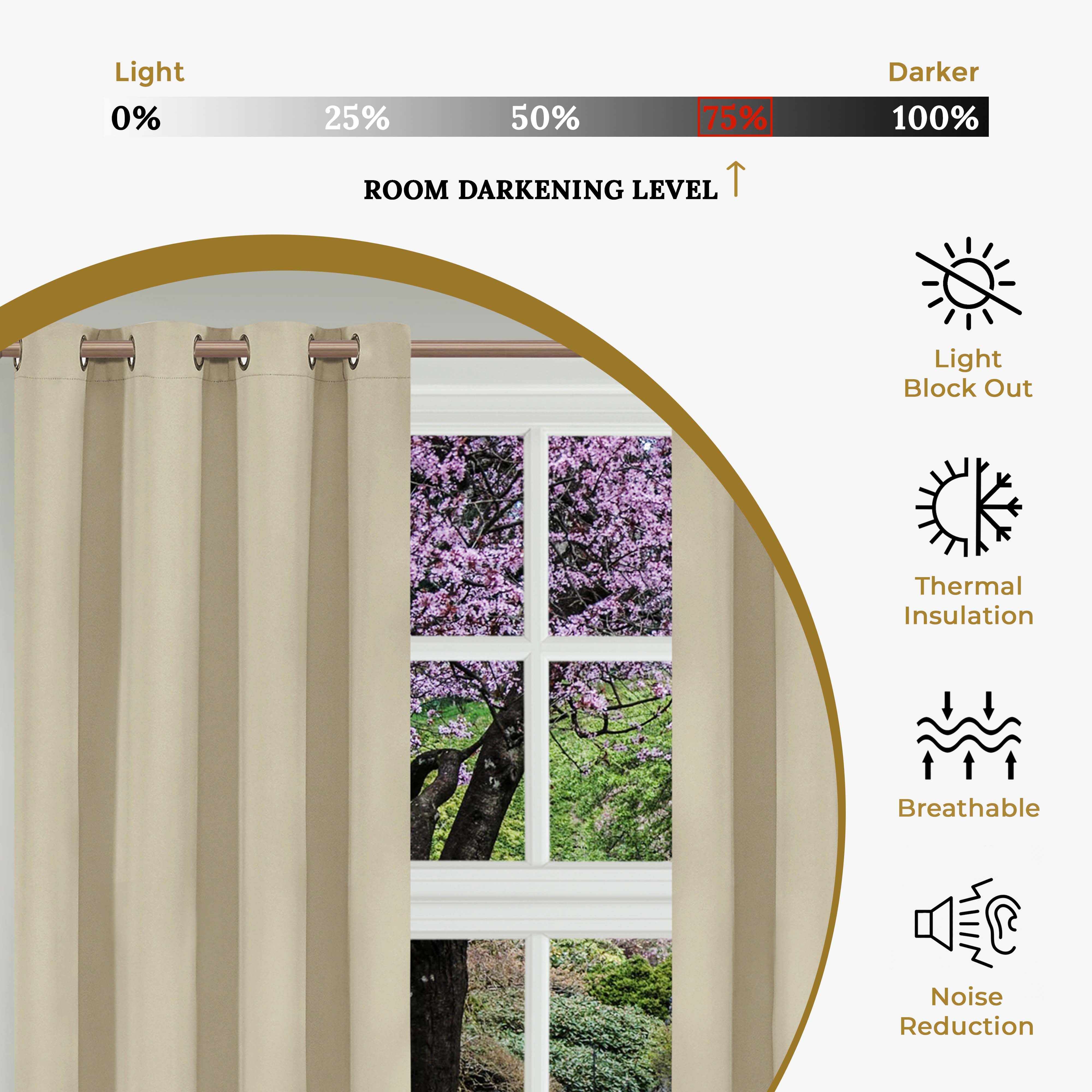 Solid Classic Modern Grommet Blackout Curtain Set - Omnigoodsstore