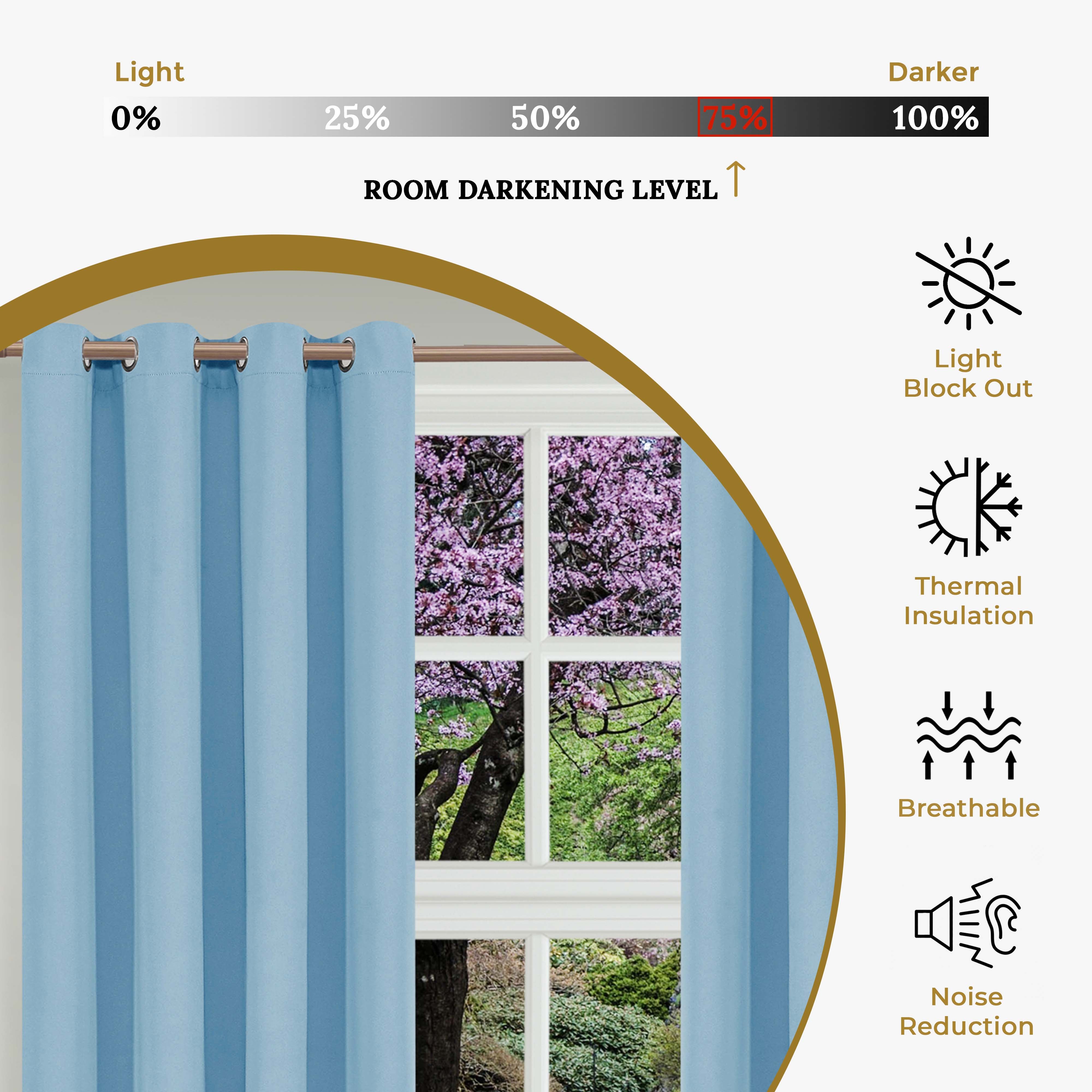 Solid Classic Modern Grommet Blackout Curtain Set - Omnigoodsstore