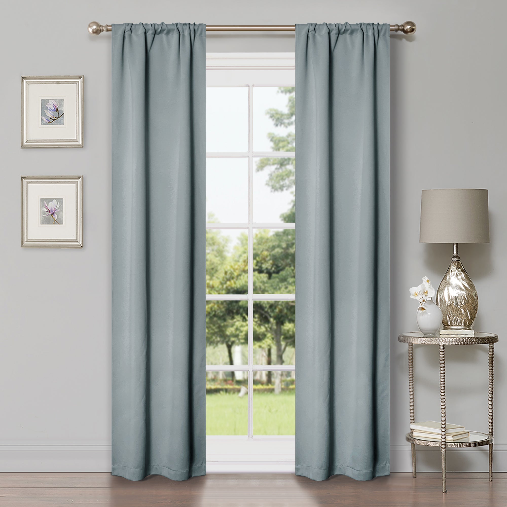 Solid Classic Modern Rod Pocket Blackout Curtain Set - Omnigoodsstore