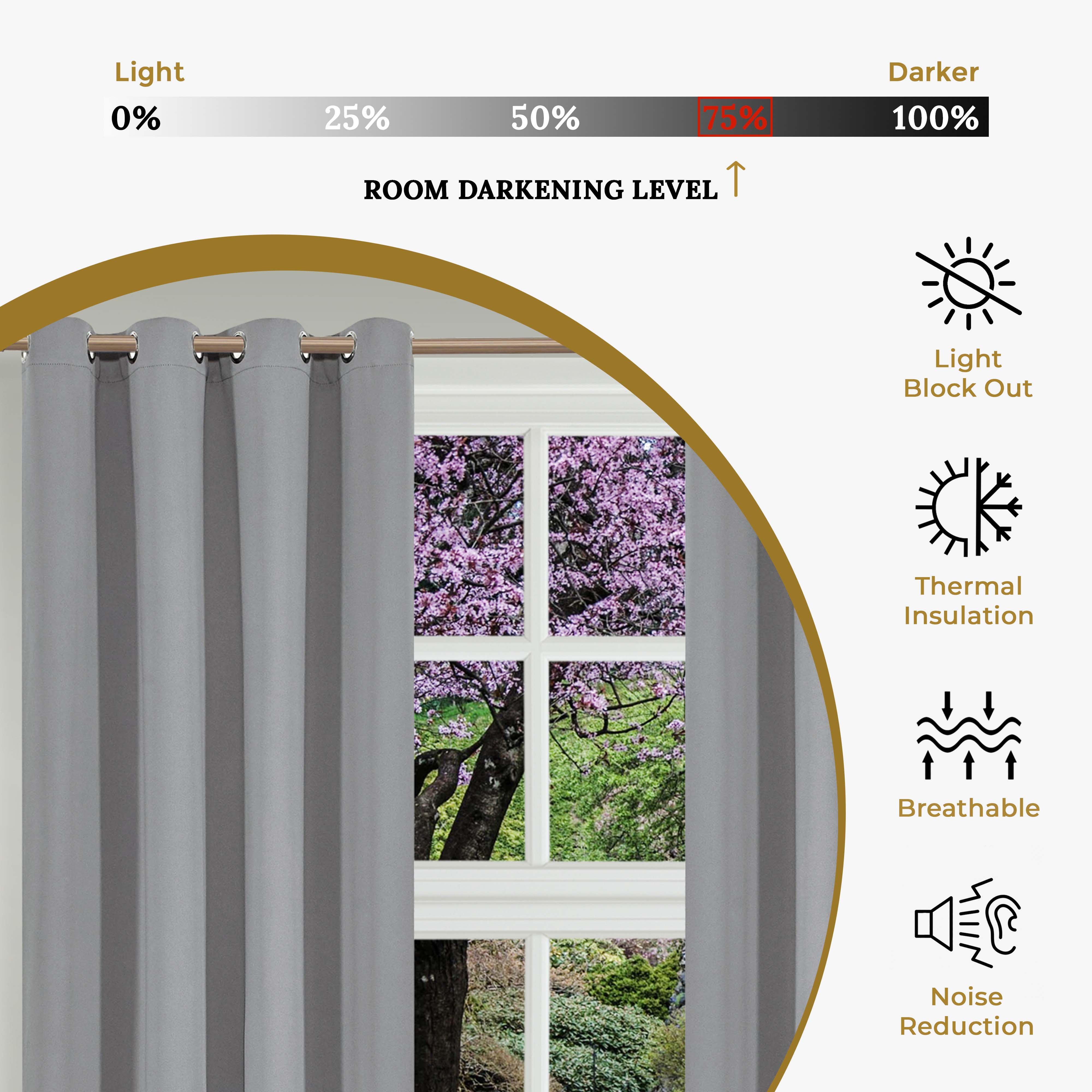 Solid Classic Modern Grommet Blackout Curtain Set - Omnigoodsstore