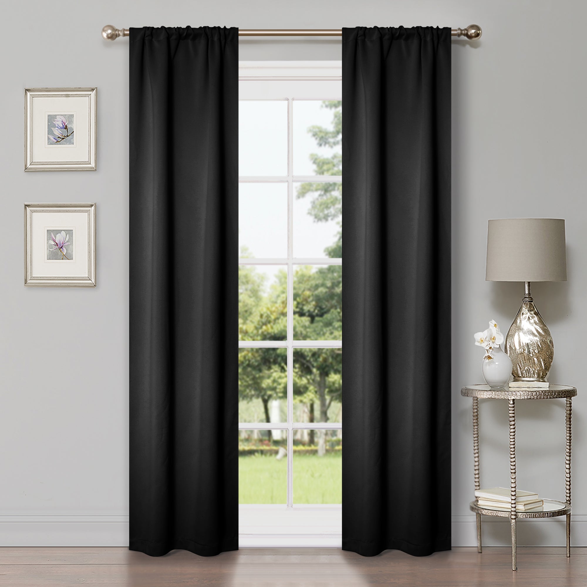 Solid Classic Modern Rod Pocket Blackout Curtain Set - Omnigoodsstore