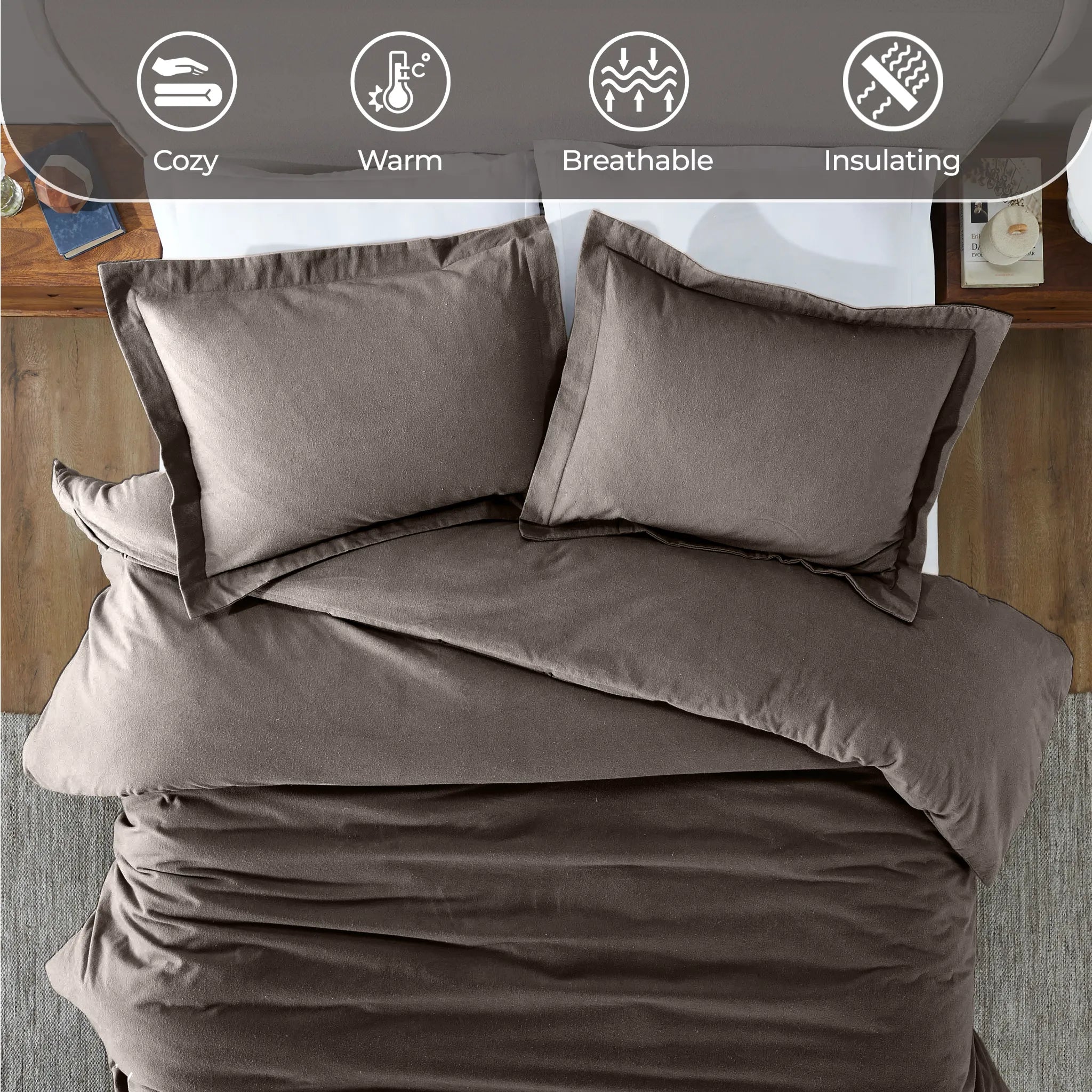 Solid Cotton Flannel Duvet Cover Set