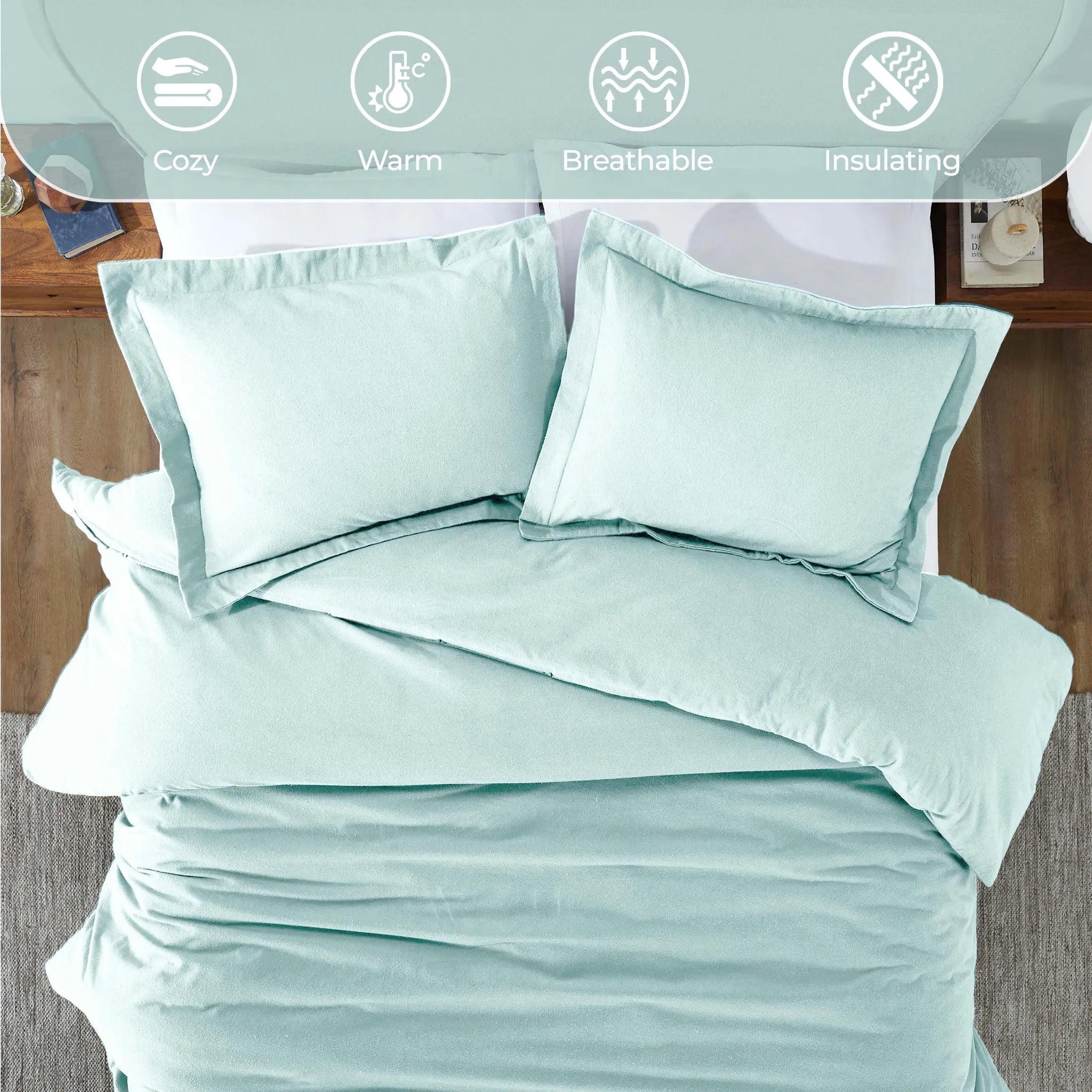 Solid Cotton Flannel Duvet Cover Set