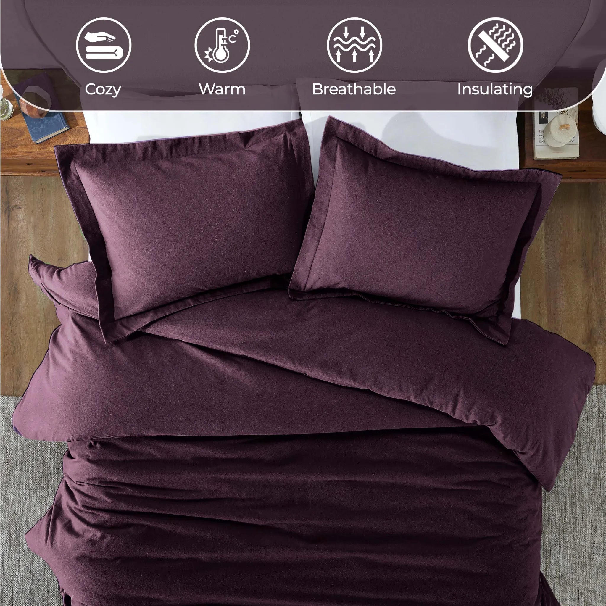 Solid Cotton Flannel Duvet Cover Set