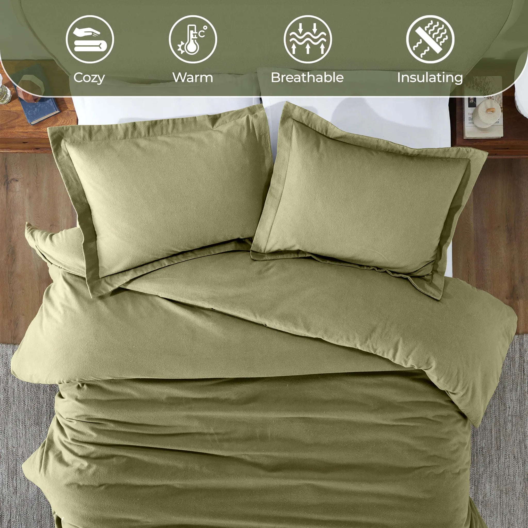 Solid Cotton Flannel Duvet Cover Set