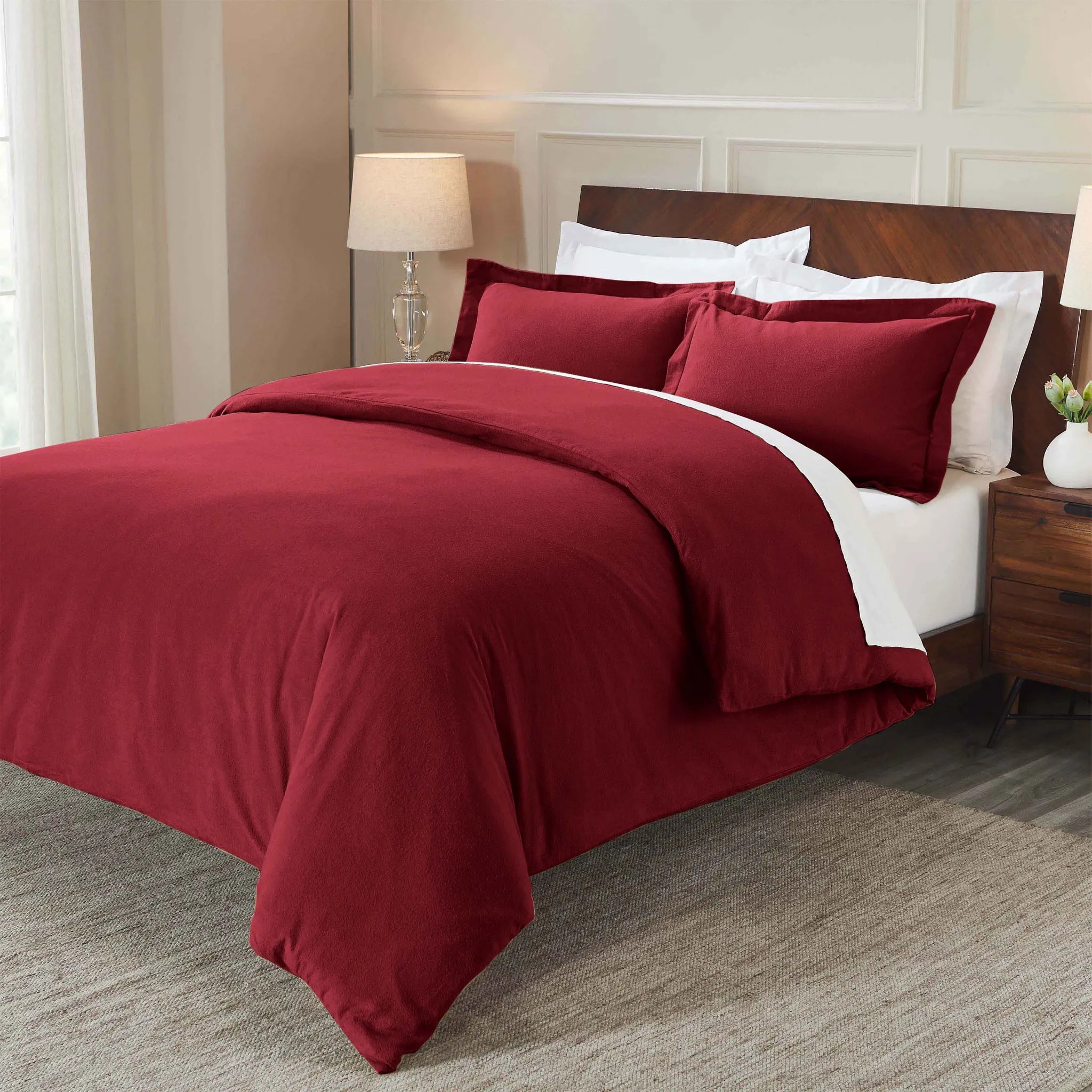 Solid Cotton Flannel Duvet Cover Set