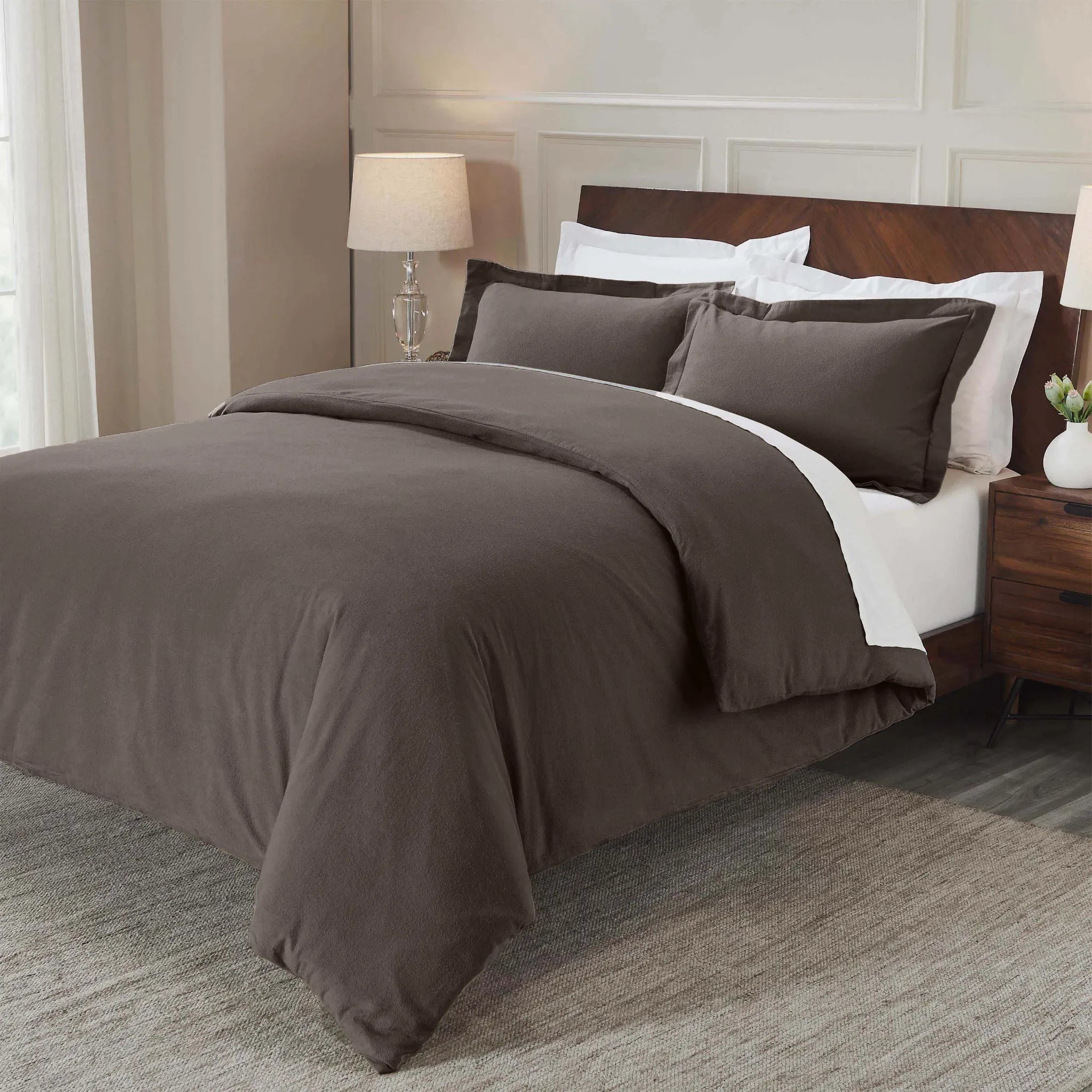 Solid Cotton Flannel Duvet Cover Set