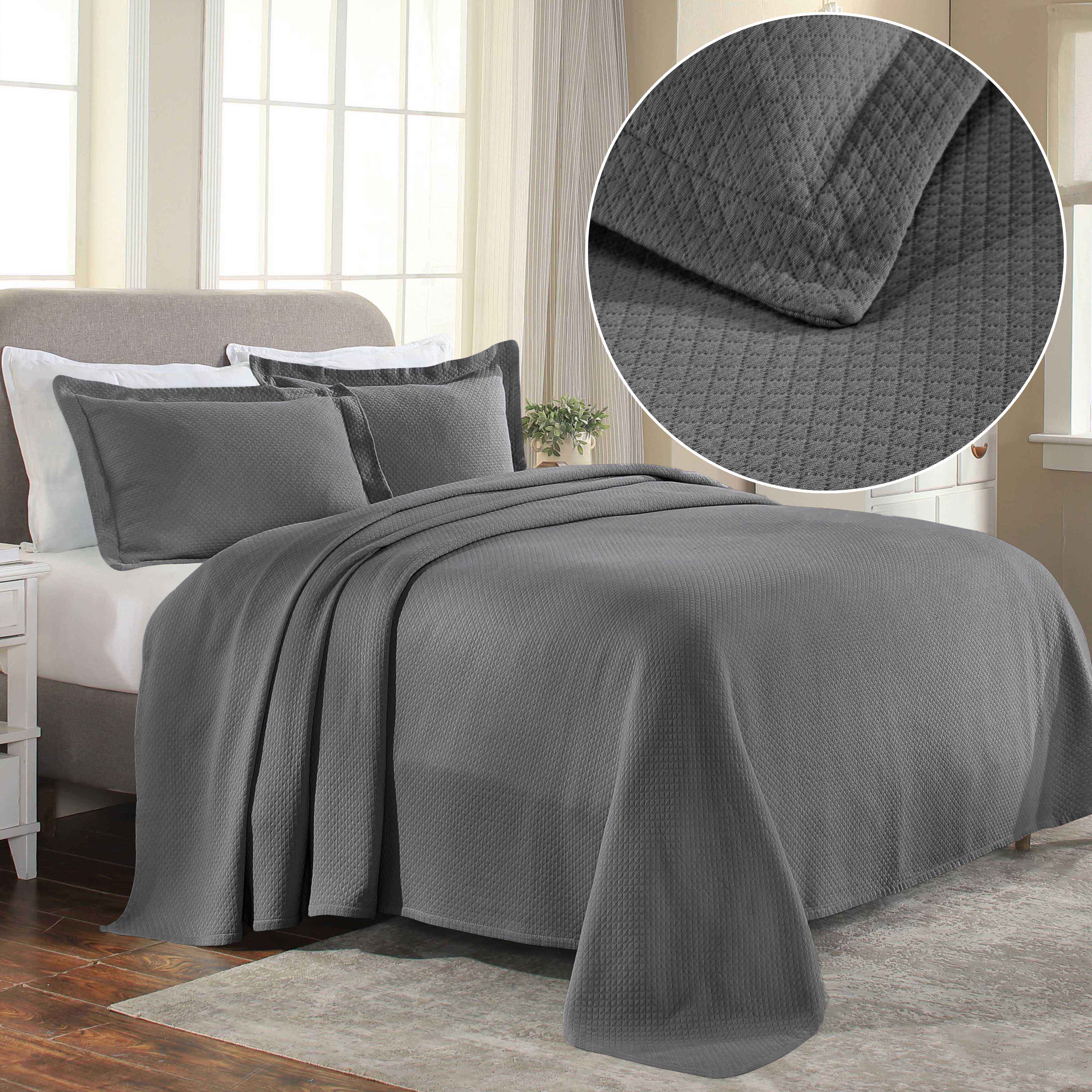 Jacquard Matelassé Cotton Diamond Solitaire Bedspread Set - Omnigoodsstore
