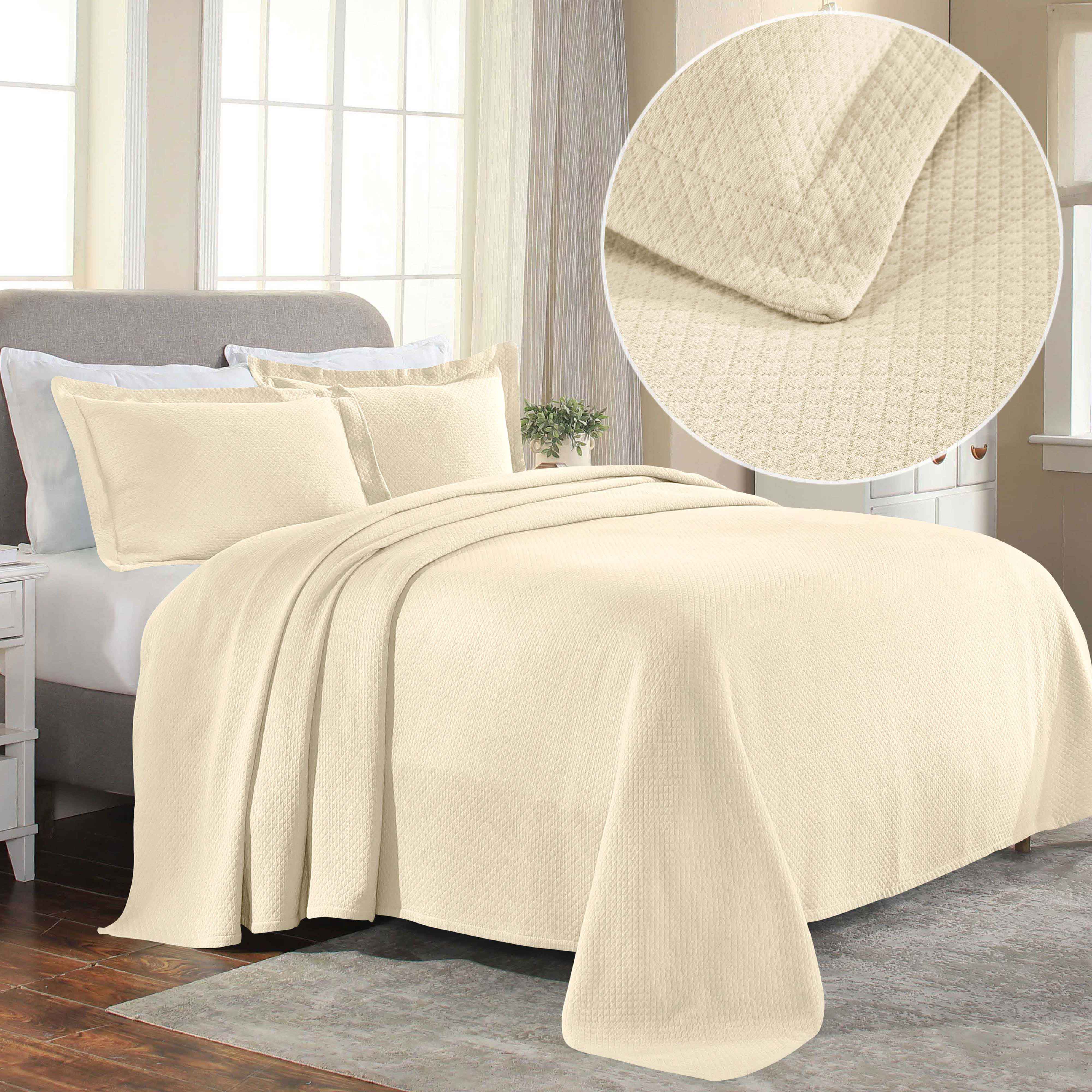 Jacquard Matelassé Cotton Diamond Solitaire Bedspread Set - Omnigoodsstore