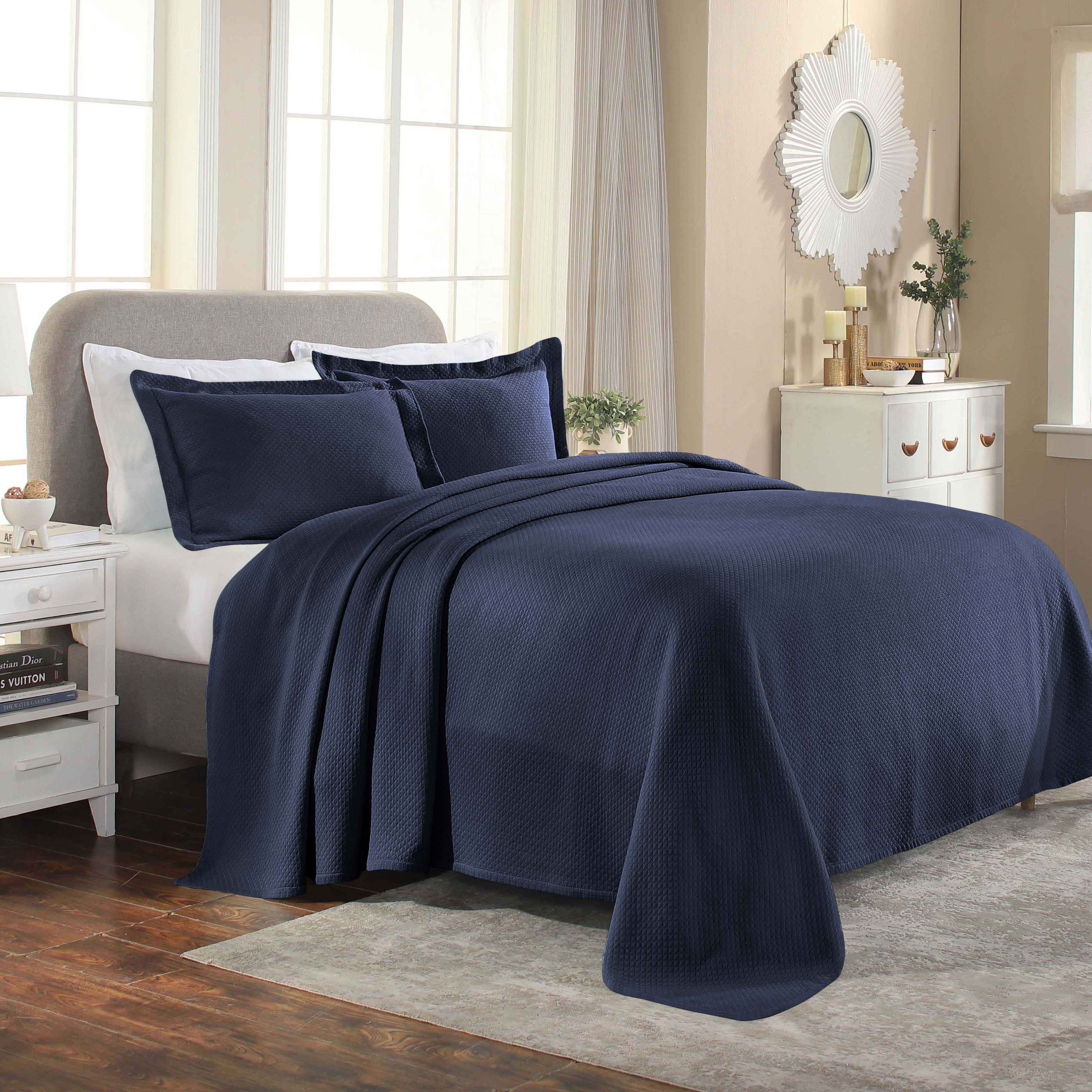 Jacquard Matelassé Cotton Diamond Solitaire Bedspread Set - Omnigoodsstore