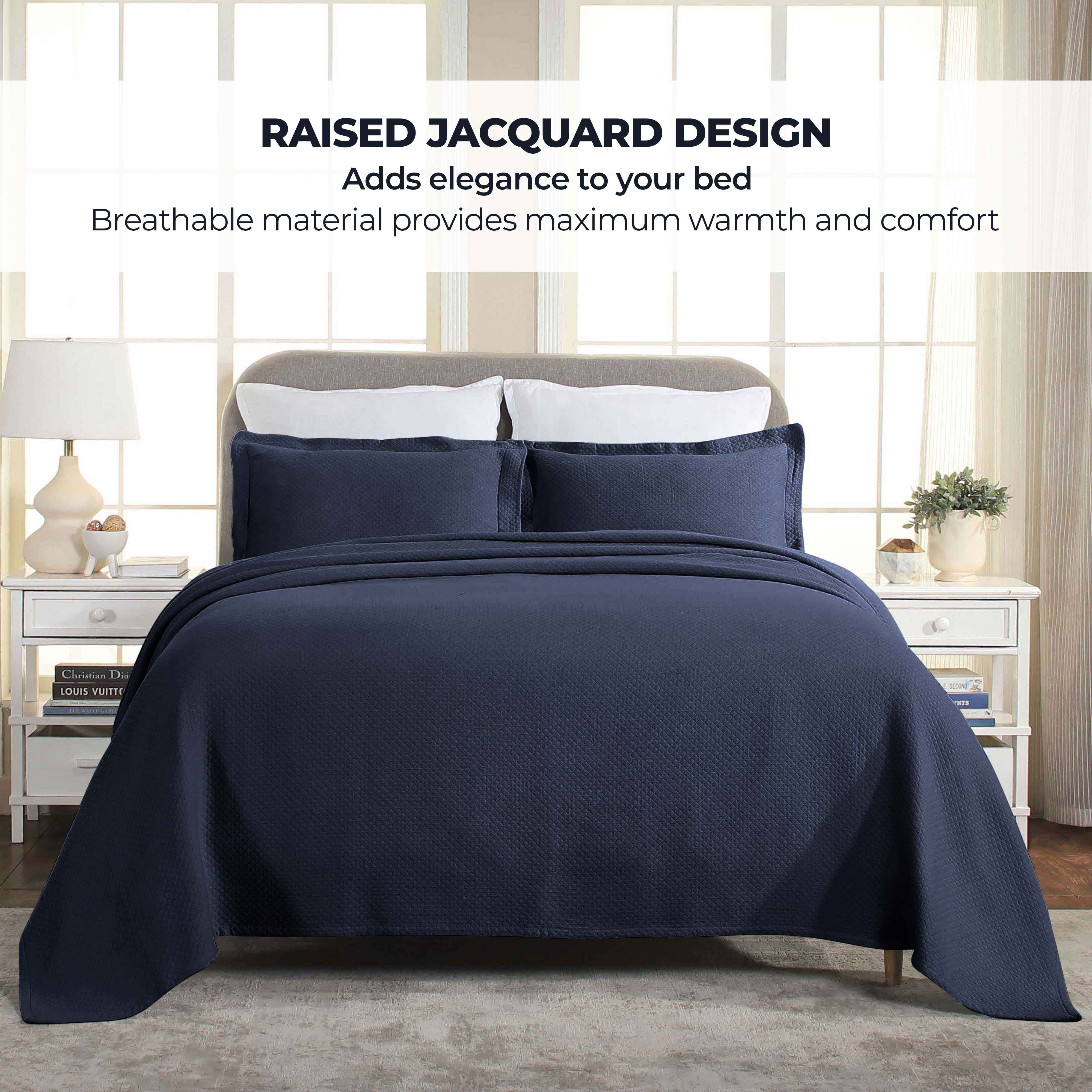 Jacquard Matelassé Cotton Diamond Solitaire Bedspread Set - Omnigoodsstore
