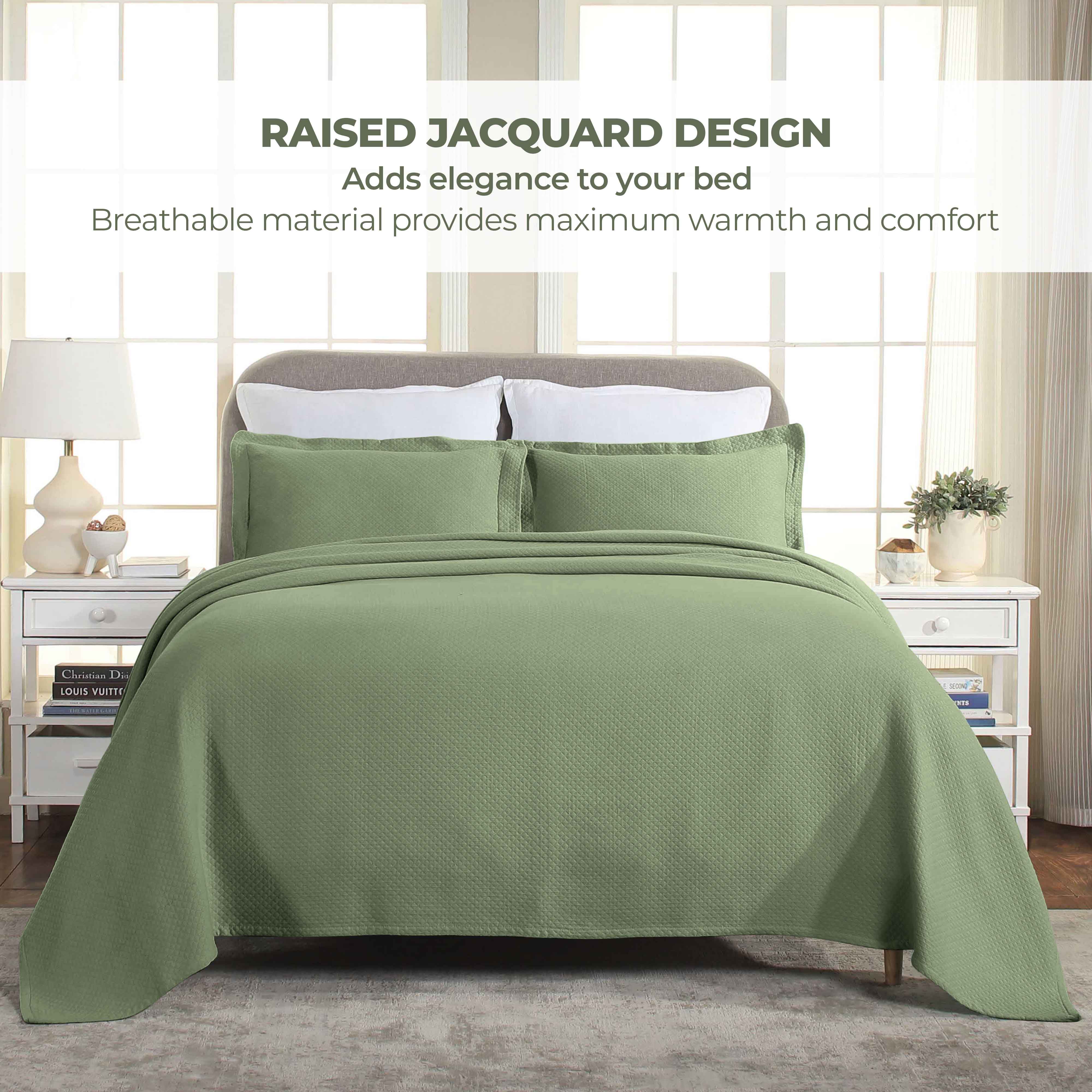 Jacquard Matelassé Cotton Diamond Solitaire Bedspread Set - Omnigoodsstore