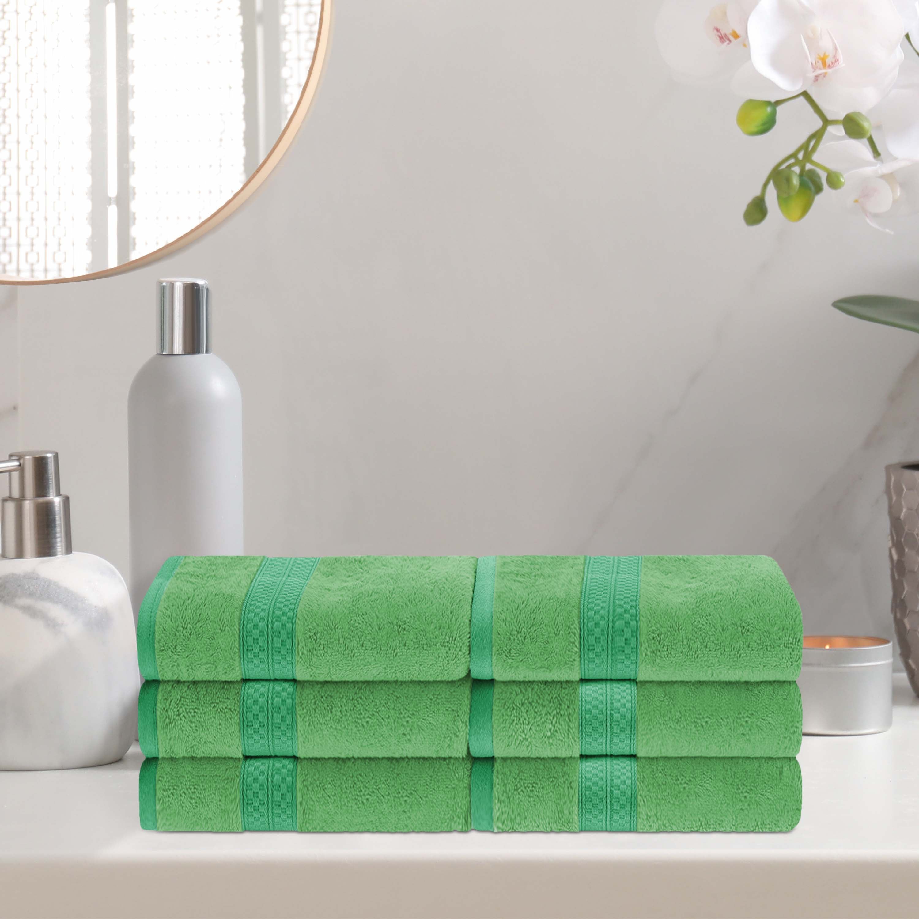 Rayon from Bamboo Blend Solid 6 Piece Hand Towel Set - Omnigoodsstore