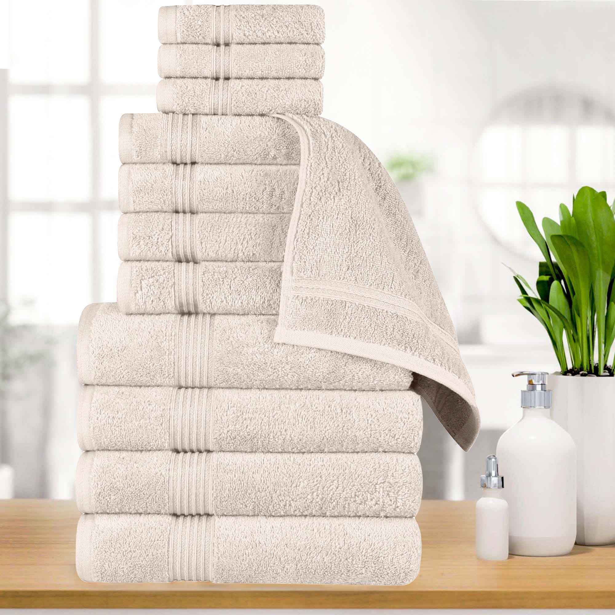Egyptian Cotton Highly Absorbent Solid 12-Piece Ultra Soft Towel Set - Omnigoodsstore
