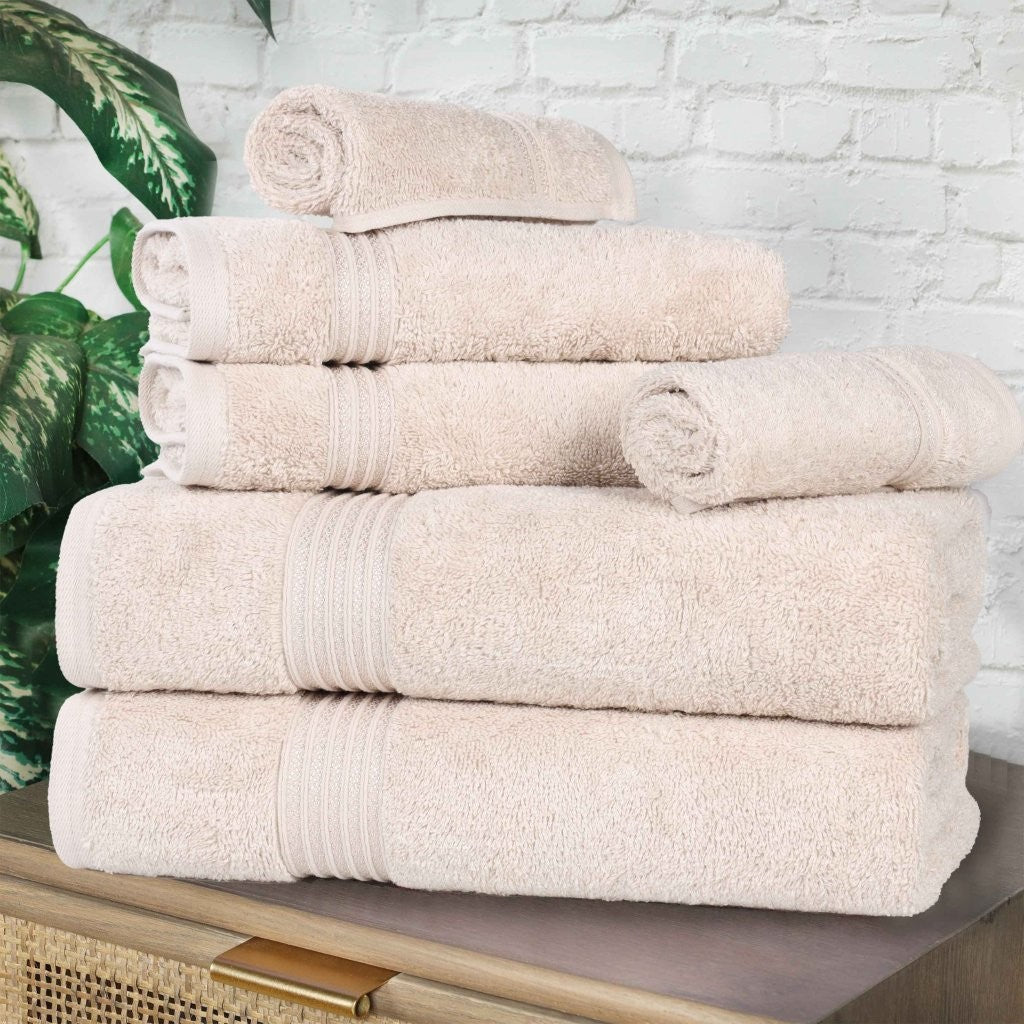 Egyptian Cotton Highly Absorbent Solid 6-Piece Ultra Soft Towel Set - Omnigoodsstore