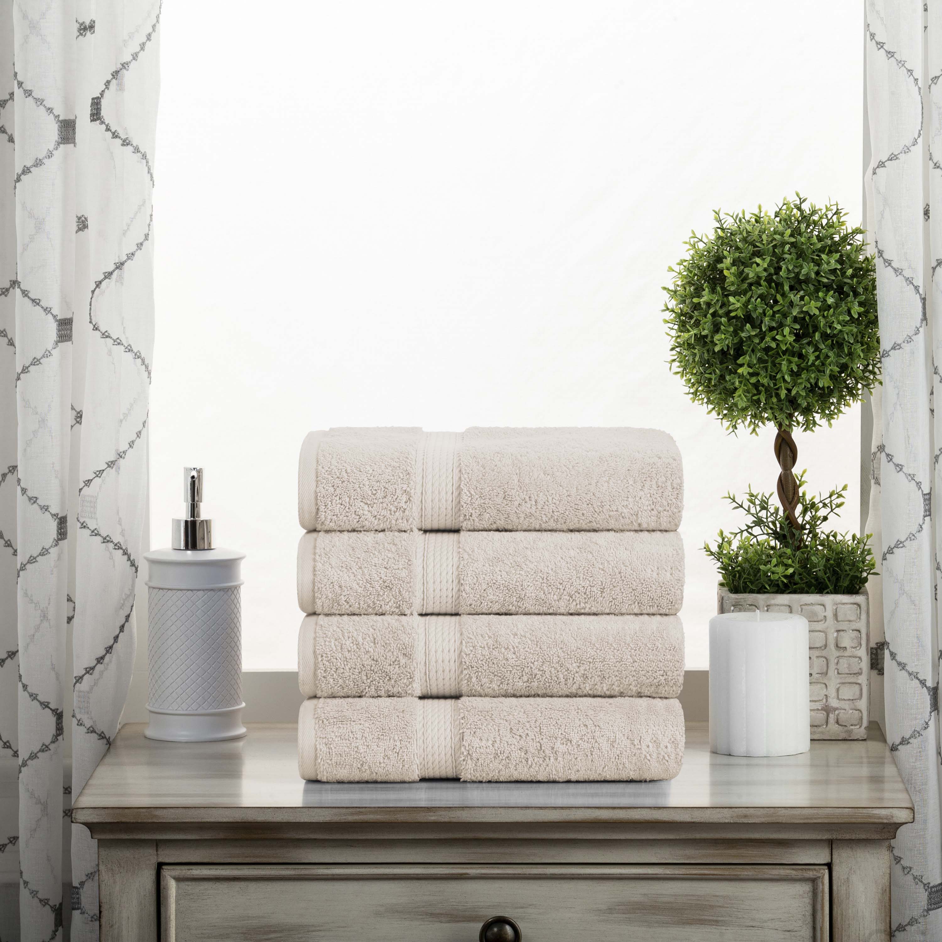 Egyptian Cotton Pile Plush Heavyweight Luxury Soft Hand Towel Set of 4 - Omnigoodsstore