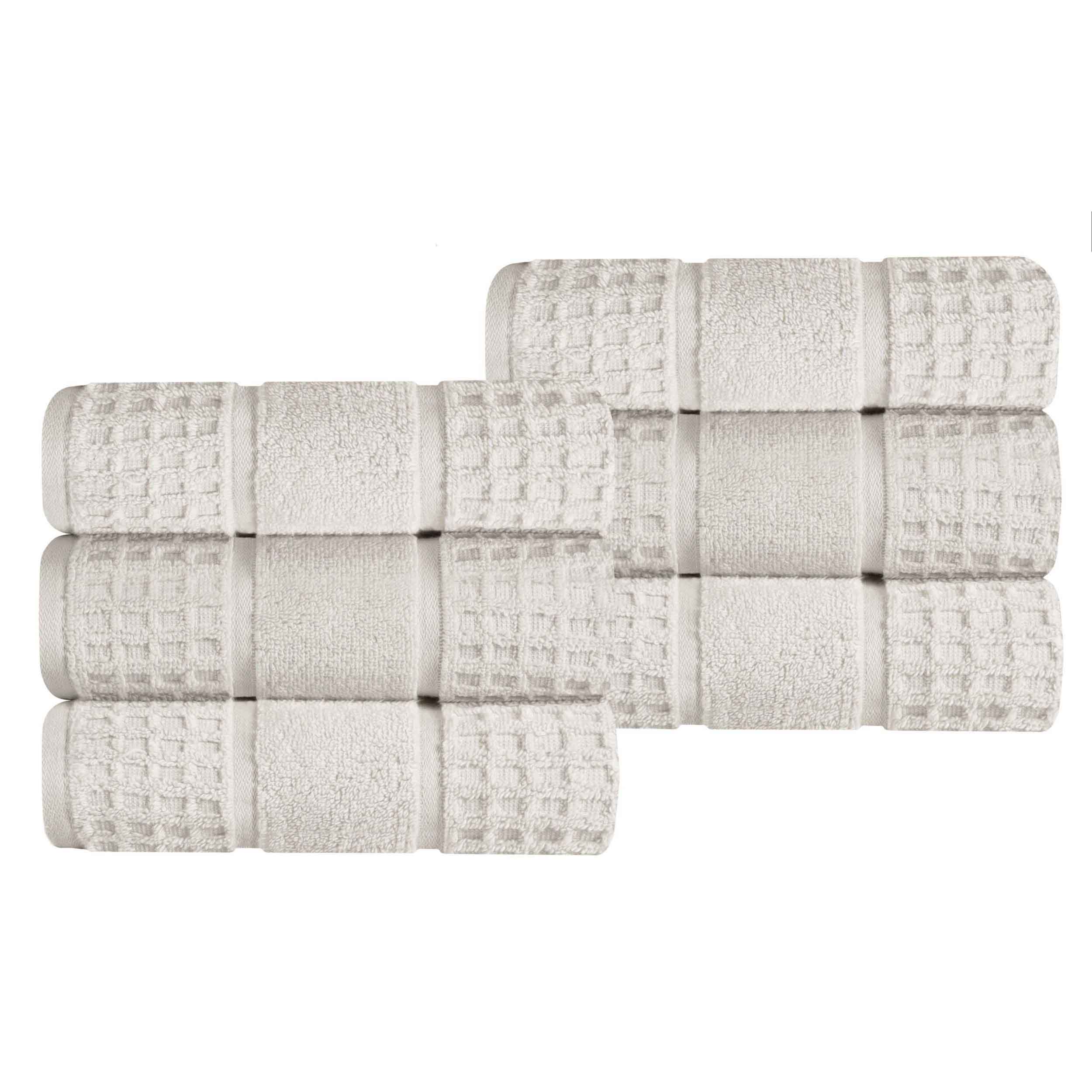 Zero Twist Cotton Waffle Honeycomb Soft Absorbent Hand Towel Set of 6 - Omnigoodsstore