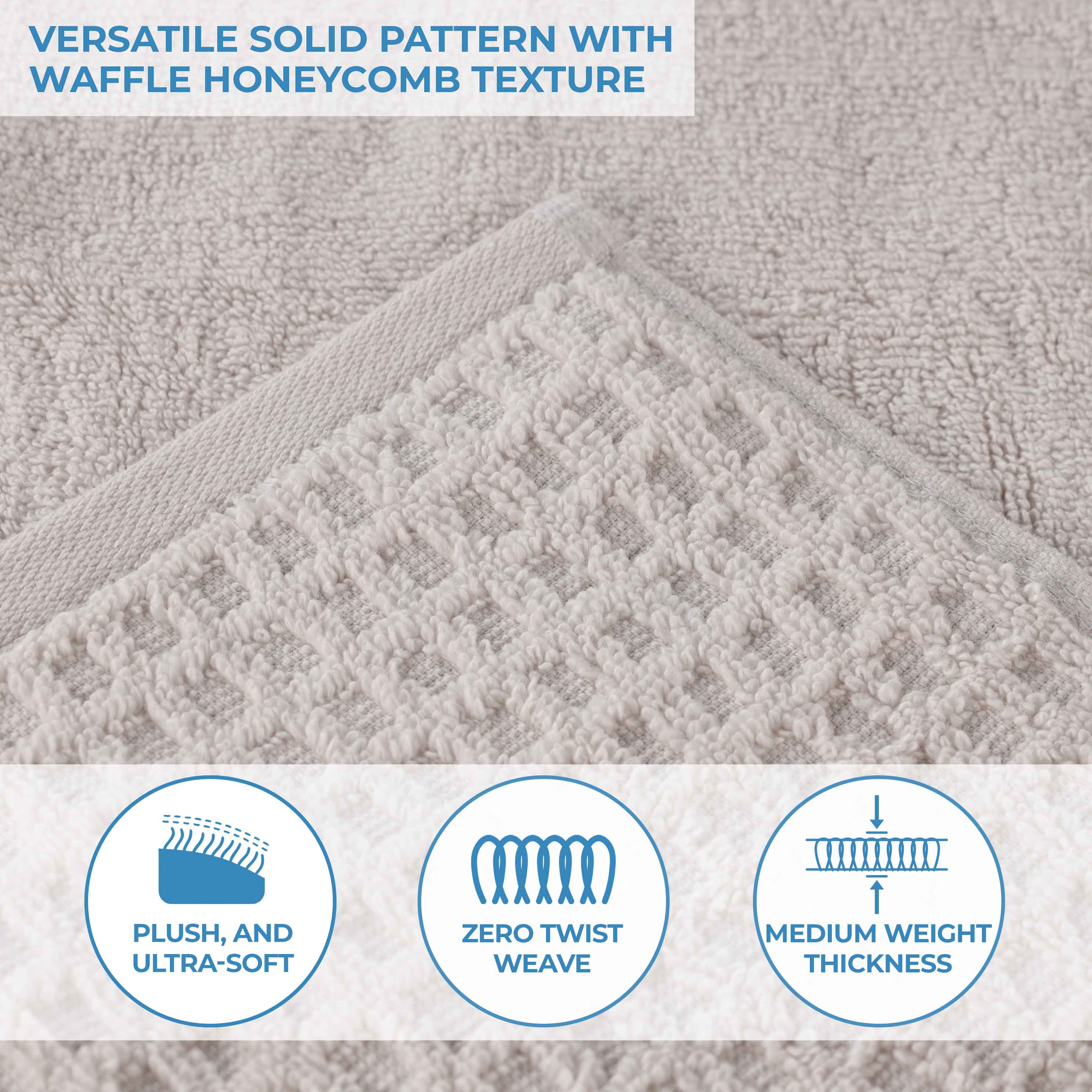 Zero Twist Cotton Waffle Honeycomb Soft Absorbent Hand Towel Set of 6 - Omnigoodsstore