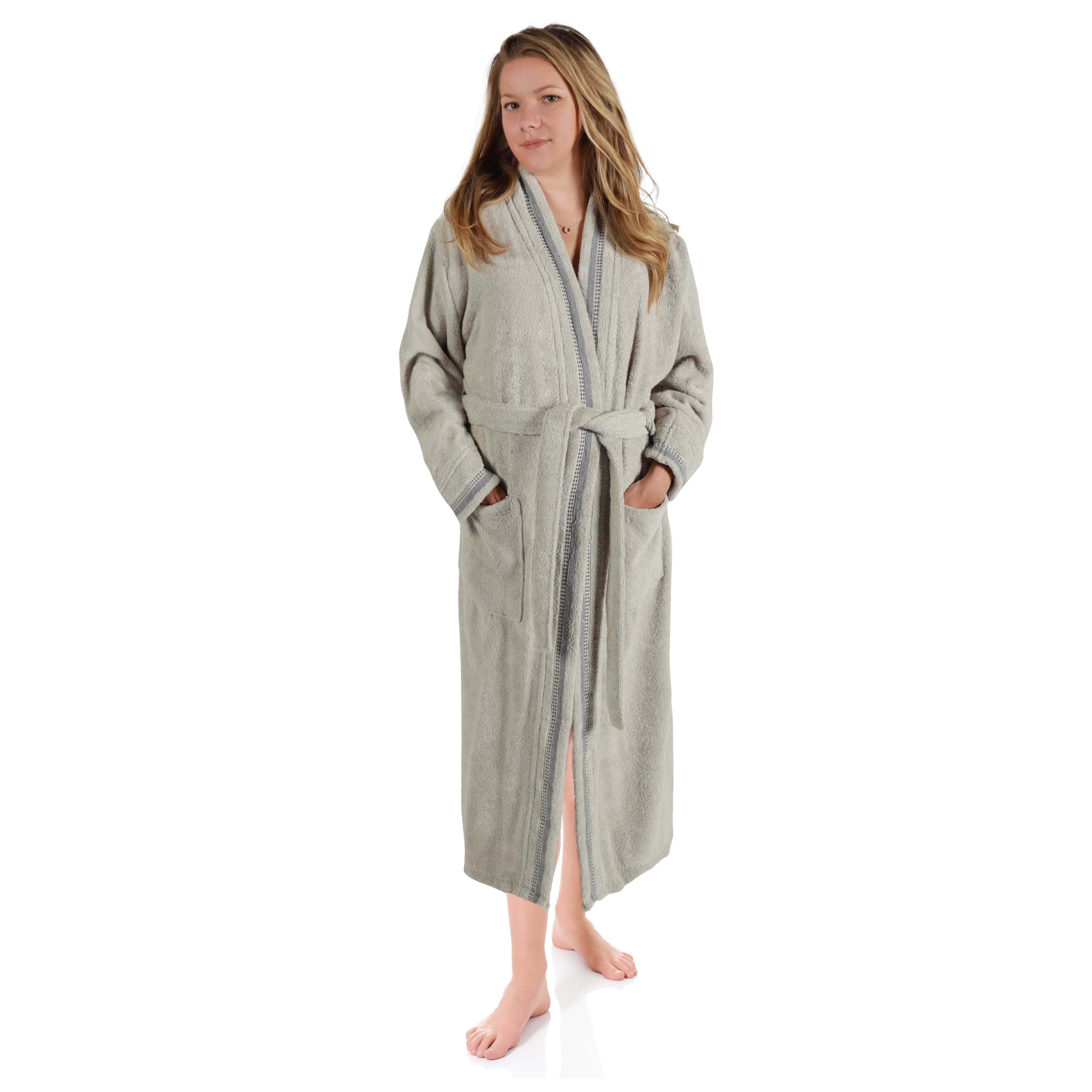 Tinsel Unisex Cotton Terry Kimono Bathrobe with Embroidery - Omnigoodsstore