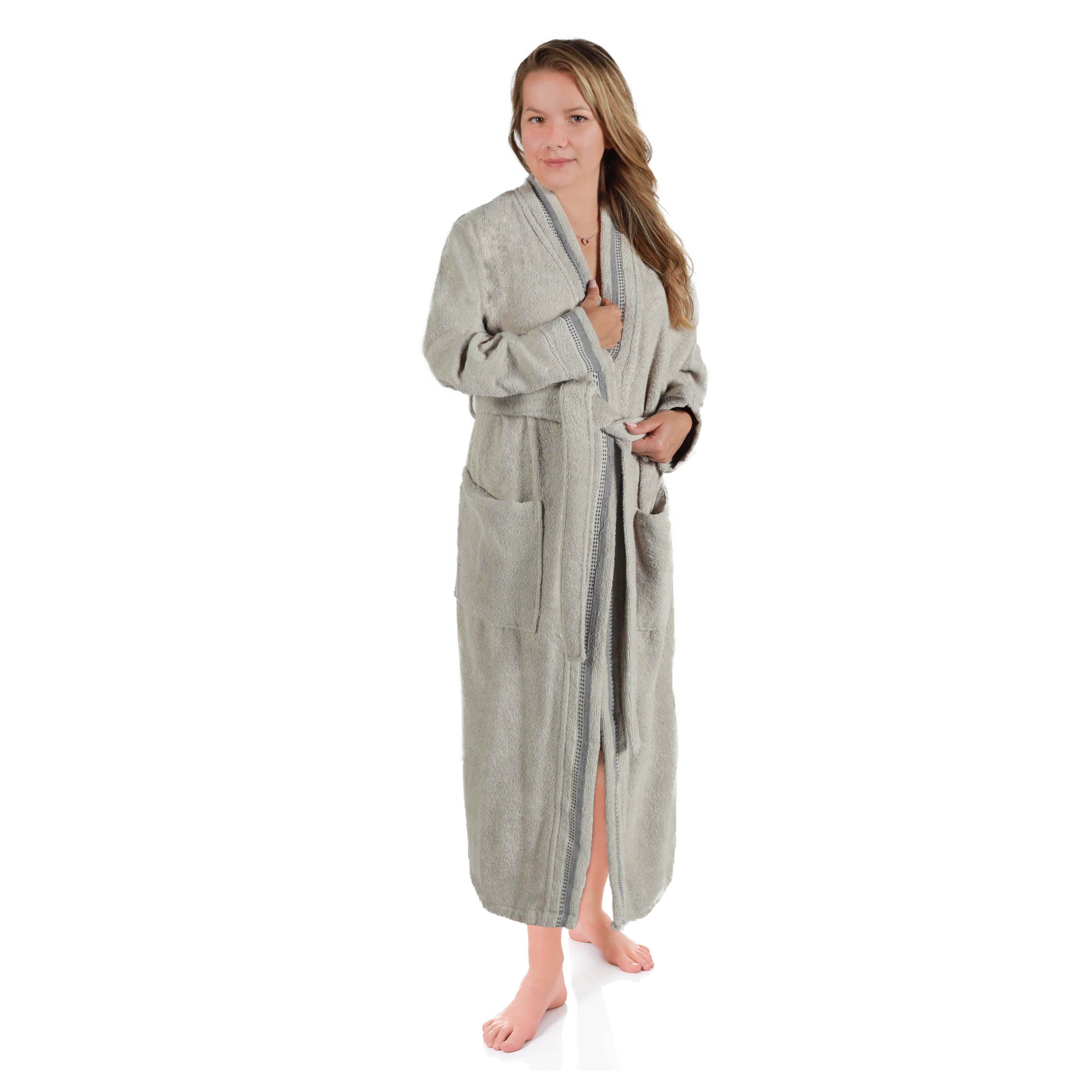 Tinsel Unisex Cotton Terry Kimono Bathrobe with Embroidery - Omnigoodsstore