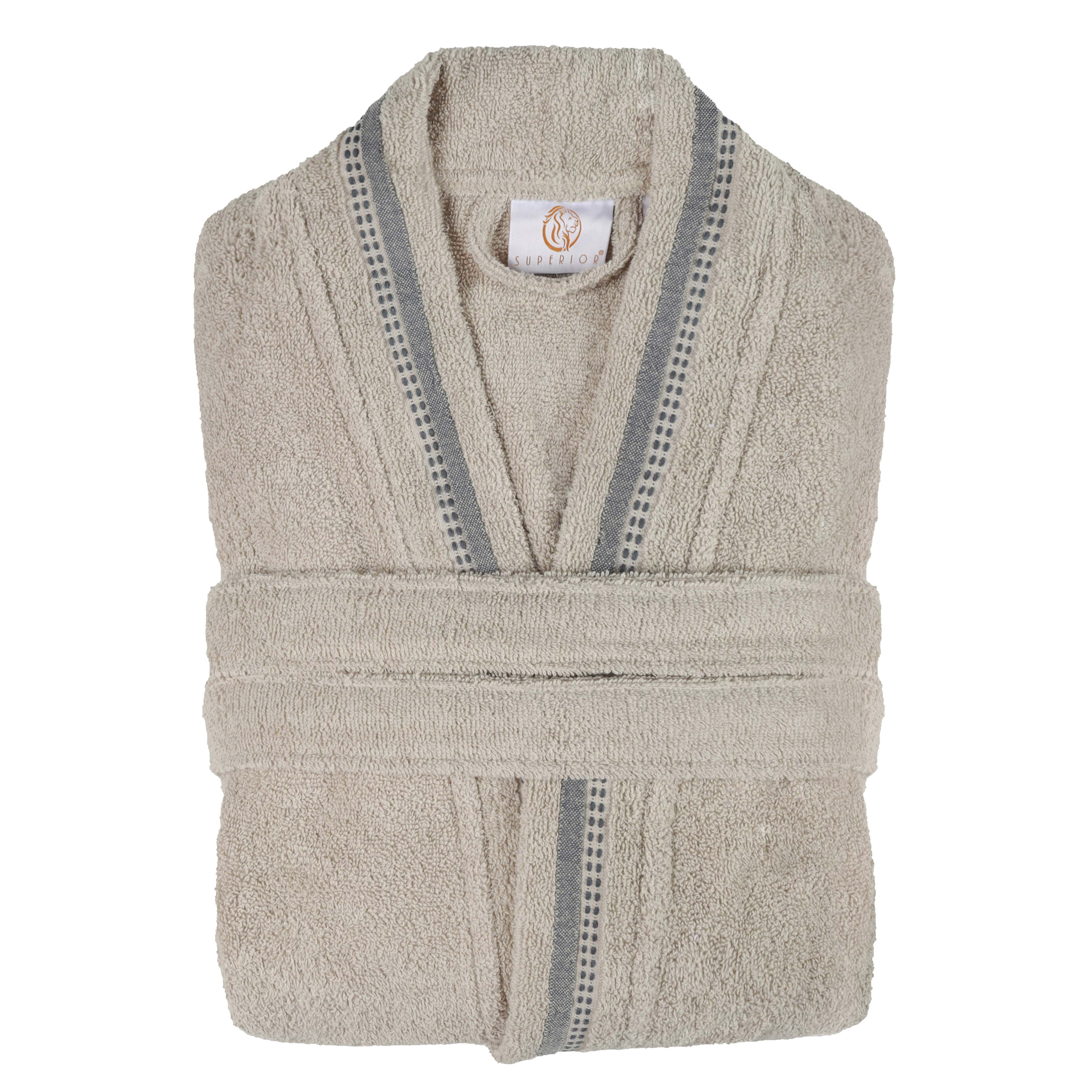 Tinsel Unisex Cotton Terry Kimono Bathrobe with Embroidery - Omnigoodsstore