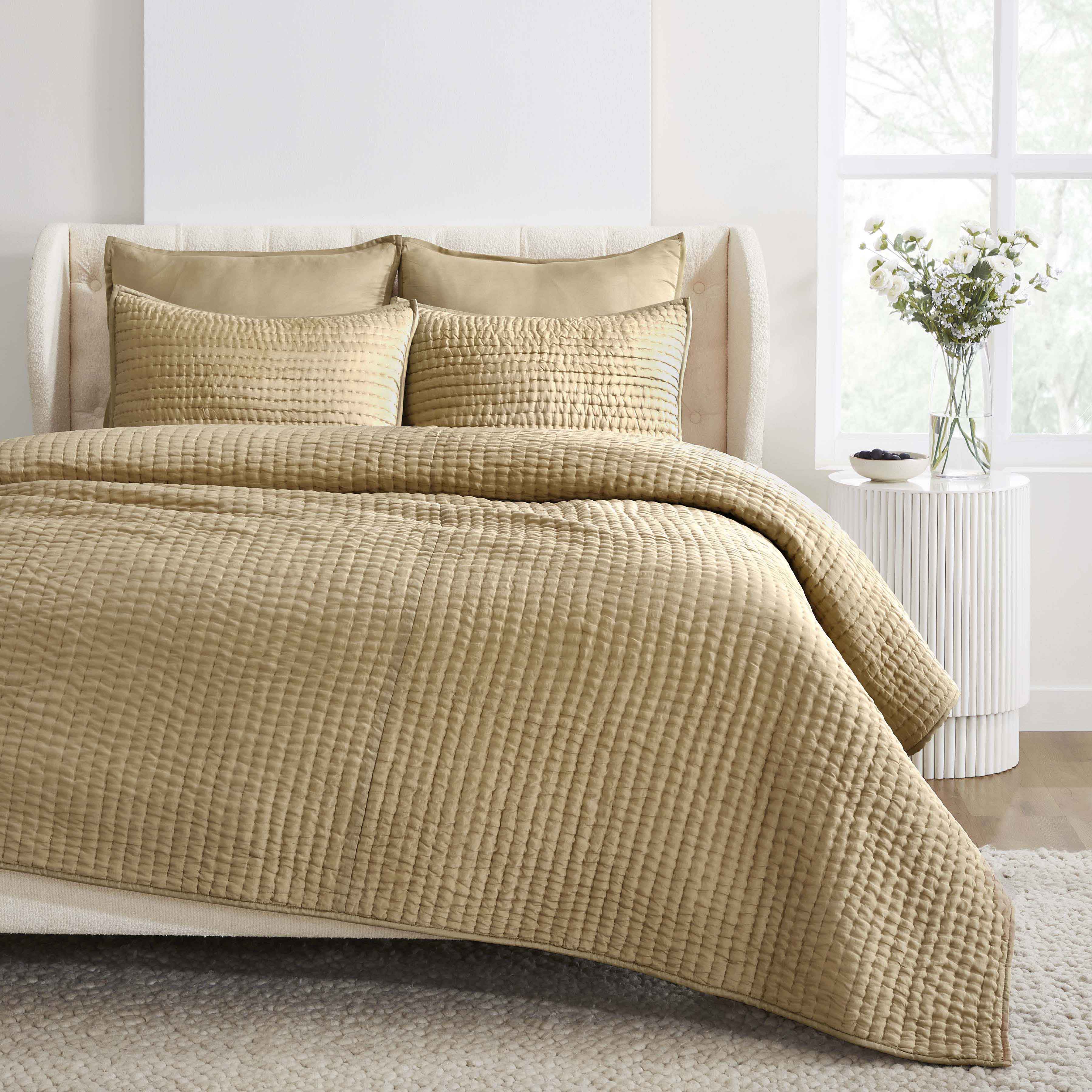 Bella 100% Silk Pick Stitch Medium Weight Quilt and Sham Set - Omnigoodsstore