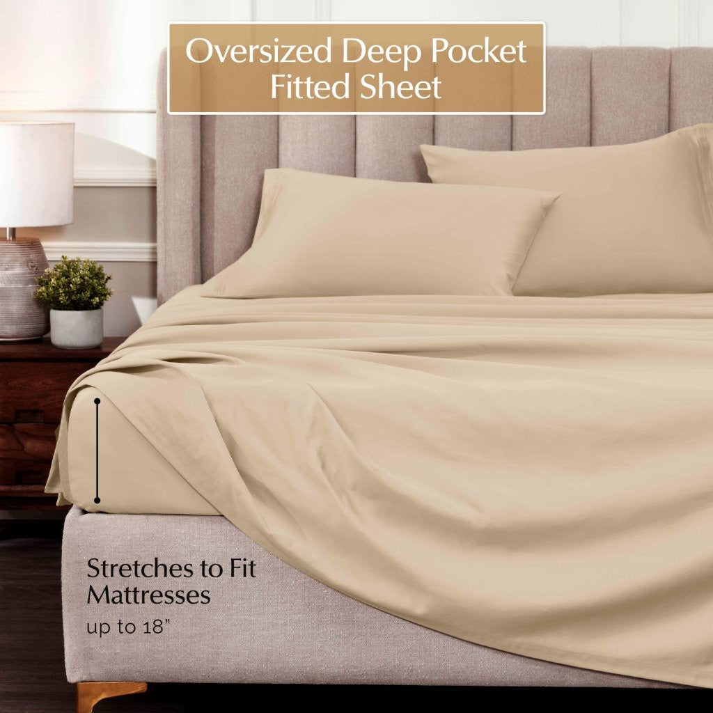 1000 Thread Count Egyptian Cotton Bed Sheet Set Olympic Queen - Omnigoodsstore