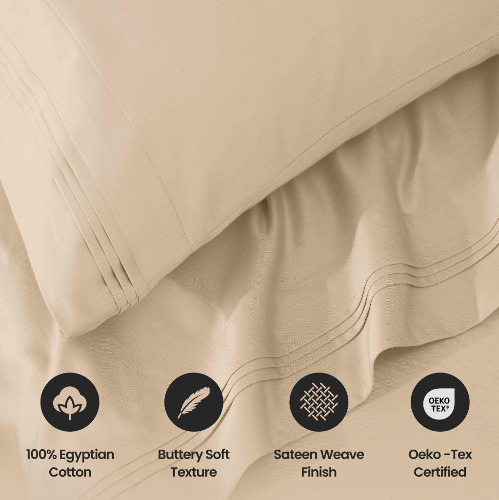 1000 Thread Count Egyptian Cotton Bed Sheet Set Olympic Queen - Omnigoodsstore