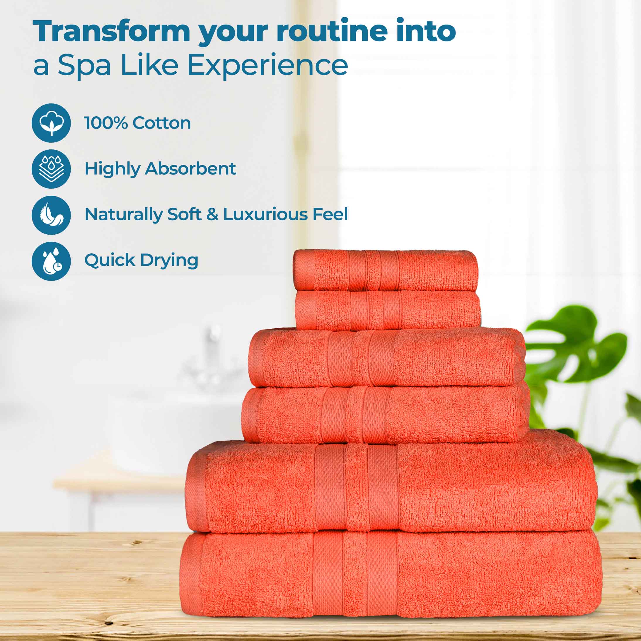 Cotton Ultra Soft 6 Piece Solid Towel Set - Omnigoodsstore
