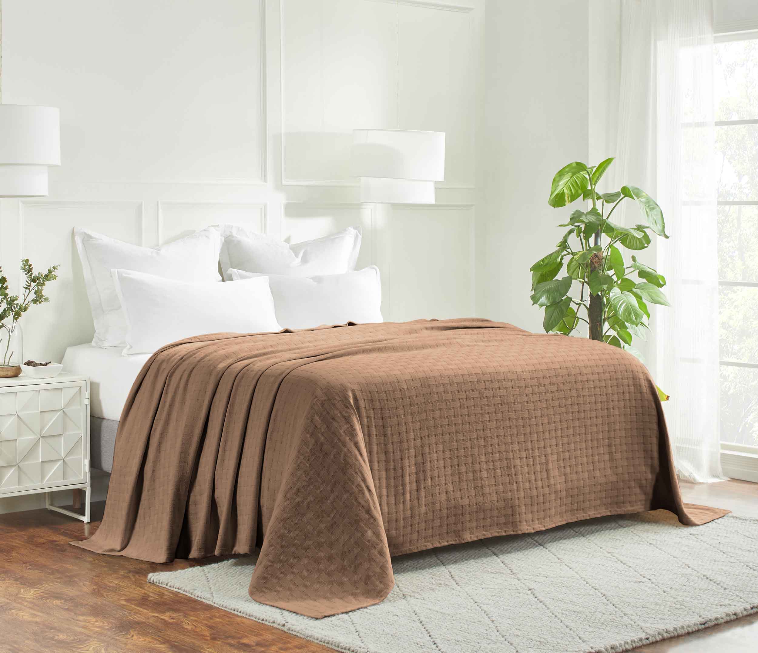 Basketweave All Season Cotton Bed Blanket & Sofa Throw - Omnigoodsstore