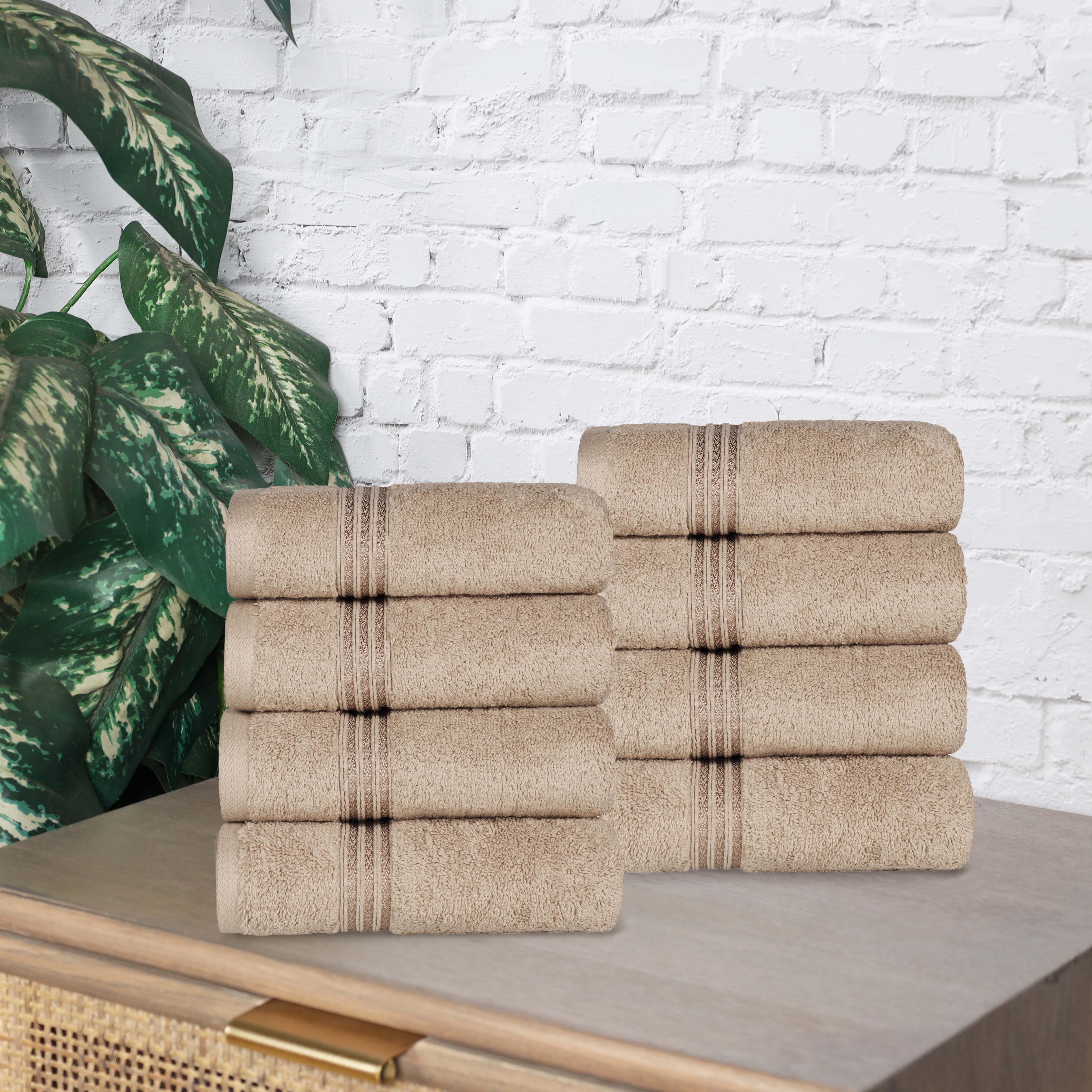 Egyptian Cotton Highly Absorbent Solid Ultra Soft Hand Towel Set of 8 - Omnigoodsstore