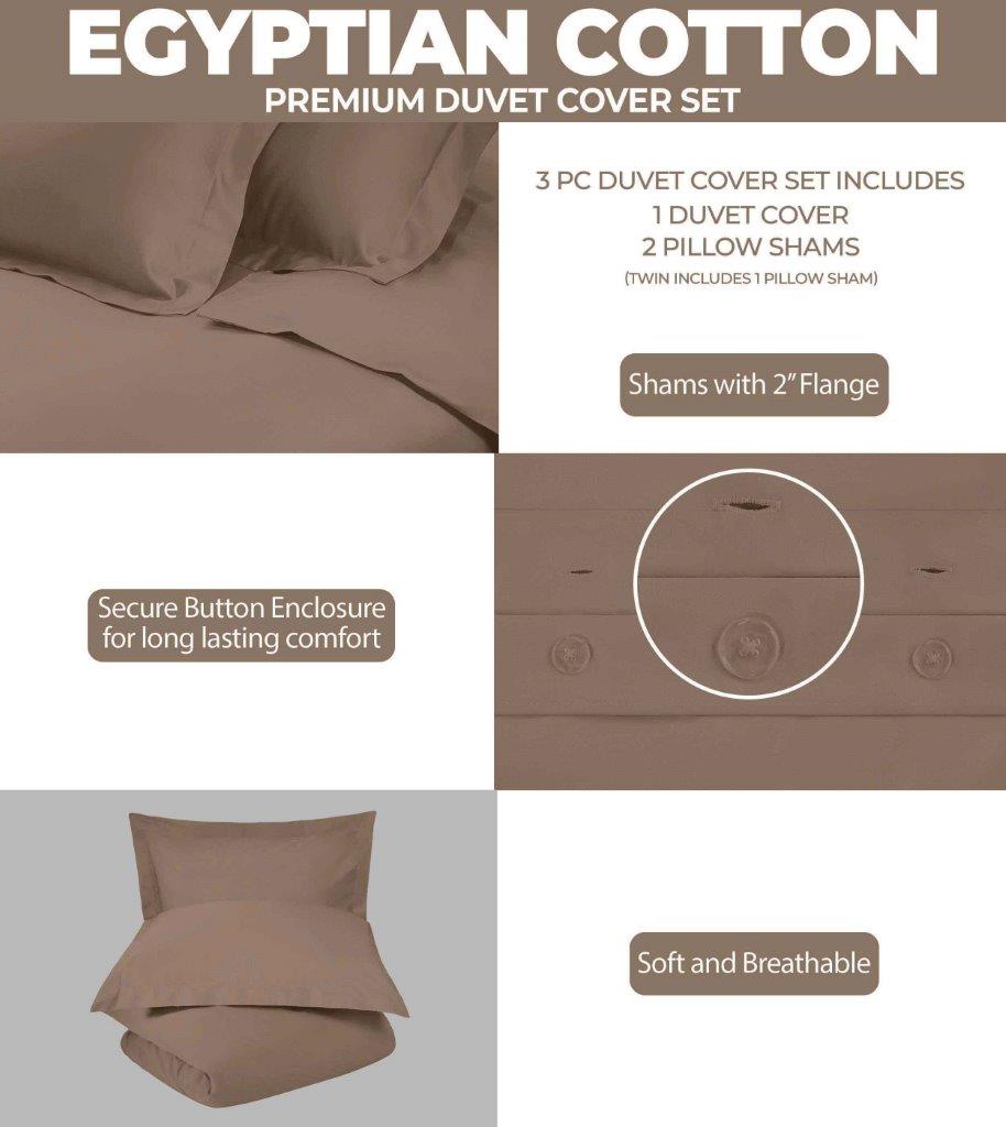 Egyptian Cotton 400 Thread Count Solid Duvet Cover Set - Omnigoodsstore